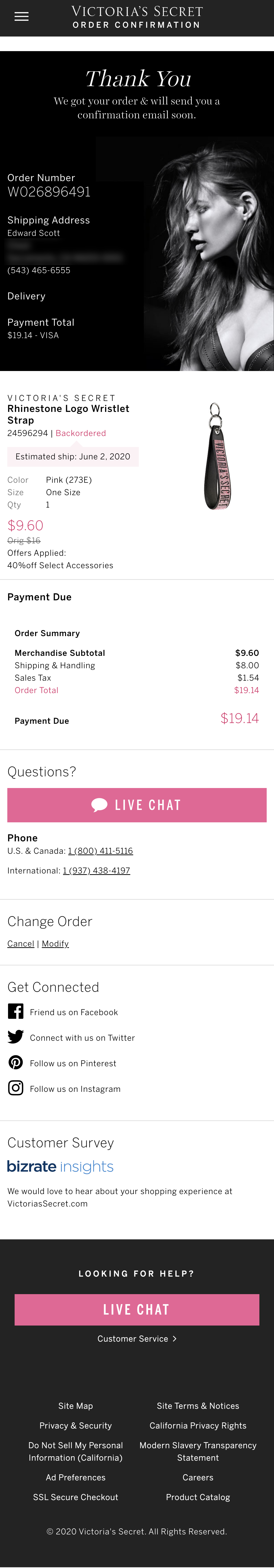 Victoria’s Secret’s Mobile Receipt / Order Confirmation 479 of 656