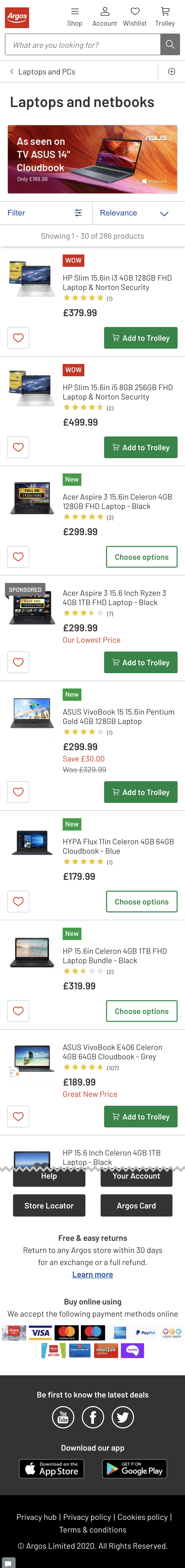 Argos’ Mobile Product List 556 of 877 Product List Examples Baymard Institute