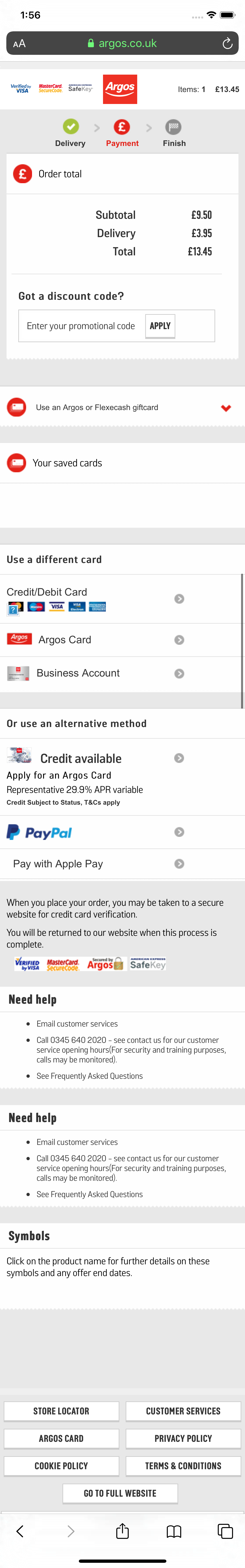 Argos’ Mobile Payment 570 of 891 Payment Examples Baymard Institute