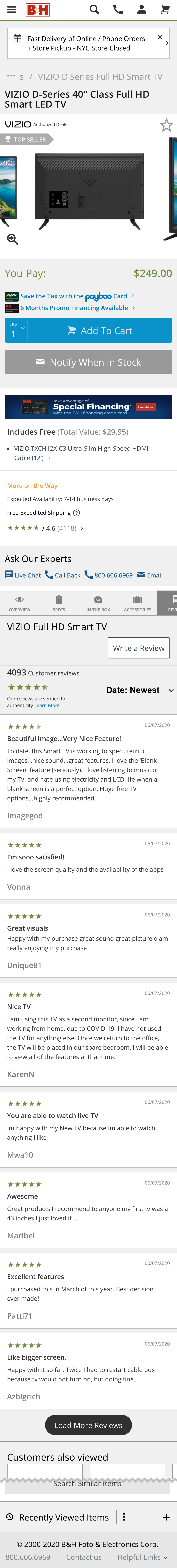 Mobile screenshot of B&H Photo