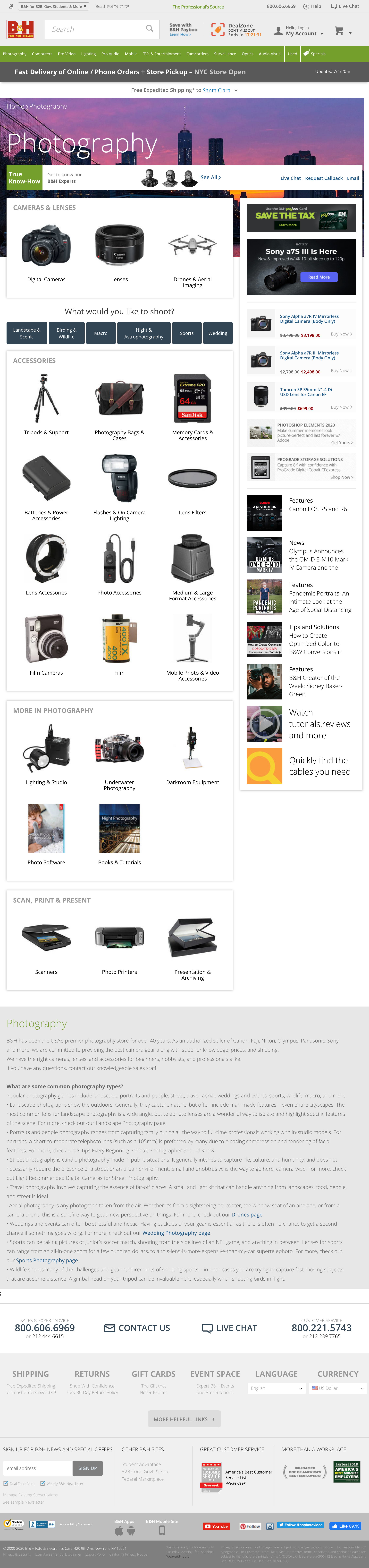 Desktop screenshot of B&H Photo