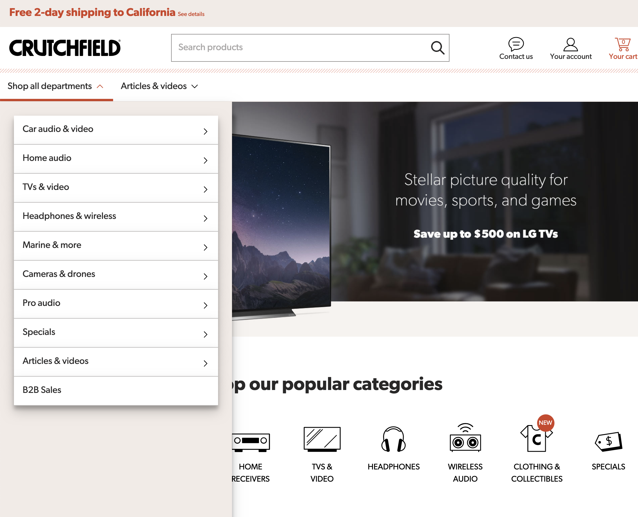 Crutchfield’s Main Navigation 851 of 1234 Main Navigation Examples