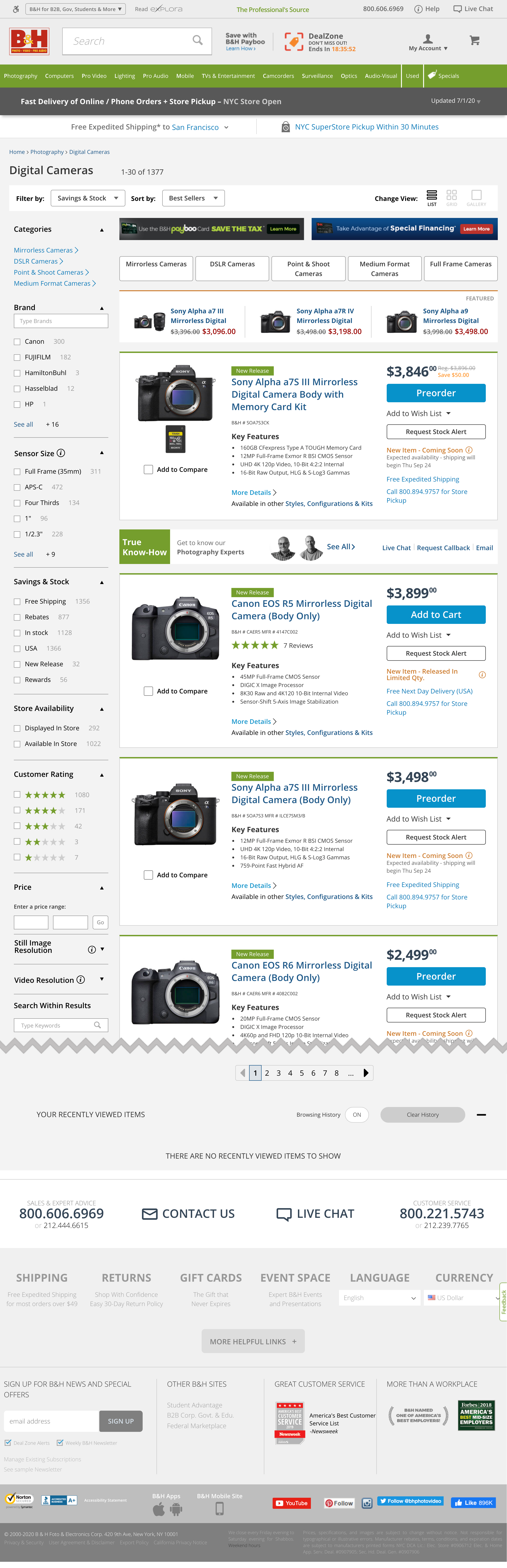 Desktop screenshot of B&H Photo