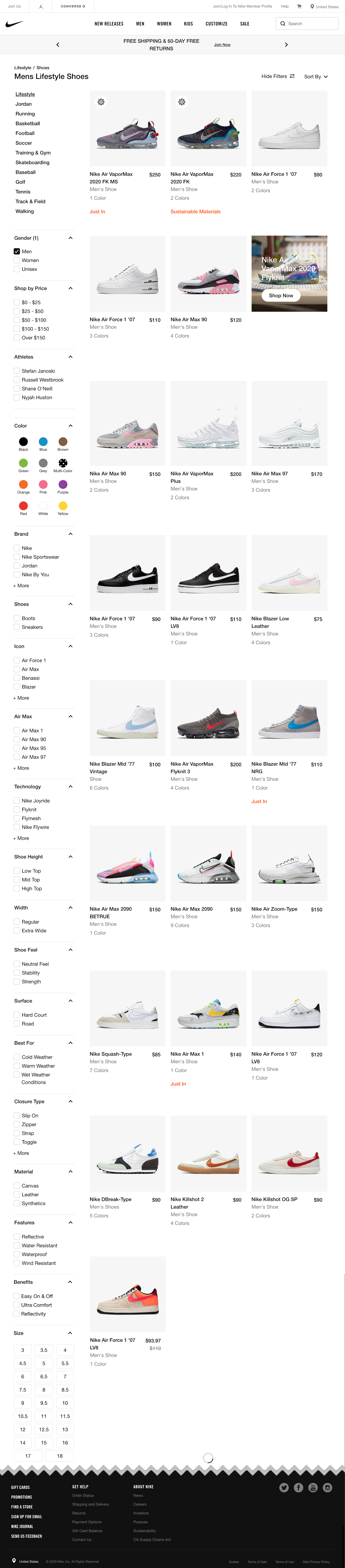 manager Arne Gedwongen Nike's Product List – 364 of 735 Product List Examples – Baymard Institute