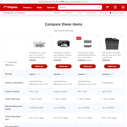 67 ‘Comparison Tool’ Design Examples – Baymard Institute
