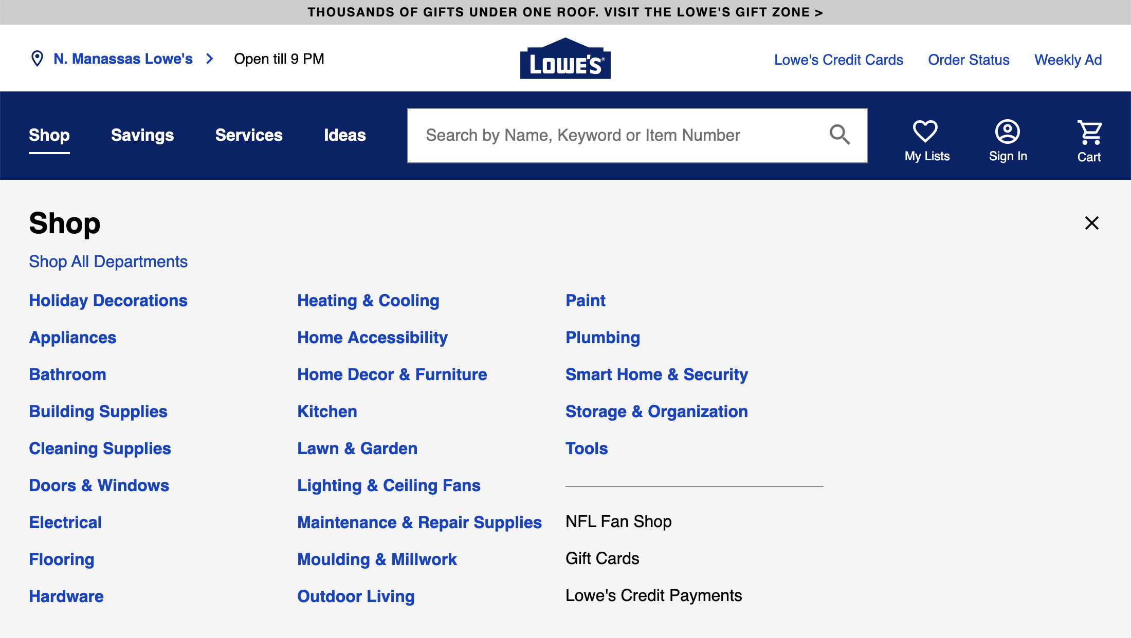 Desktop screenshot of Lowe’s