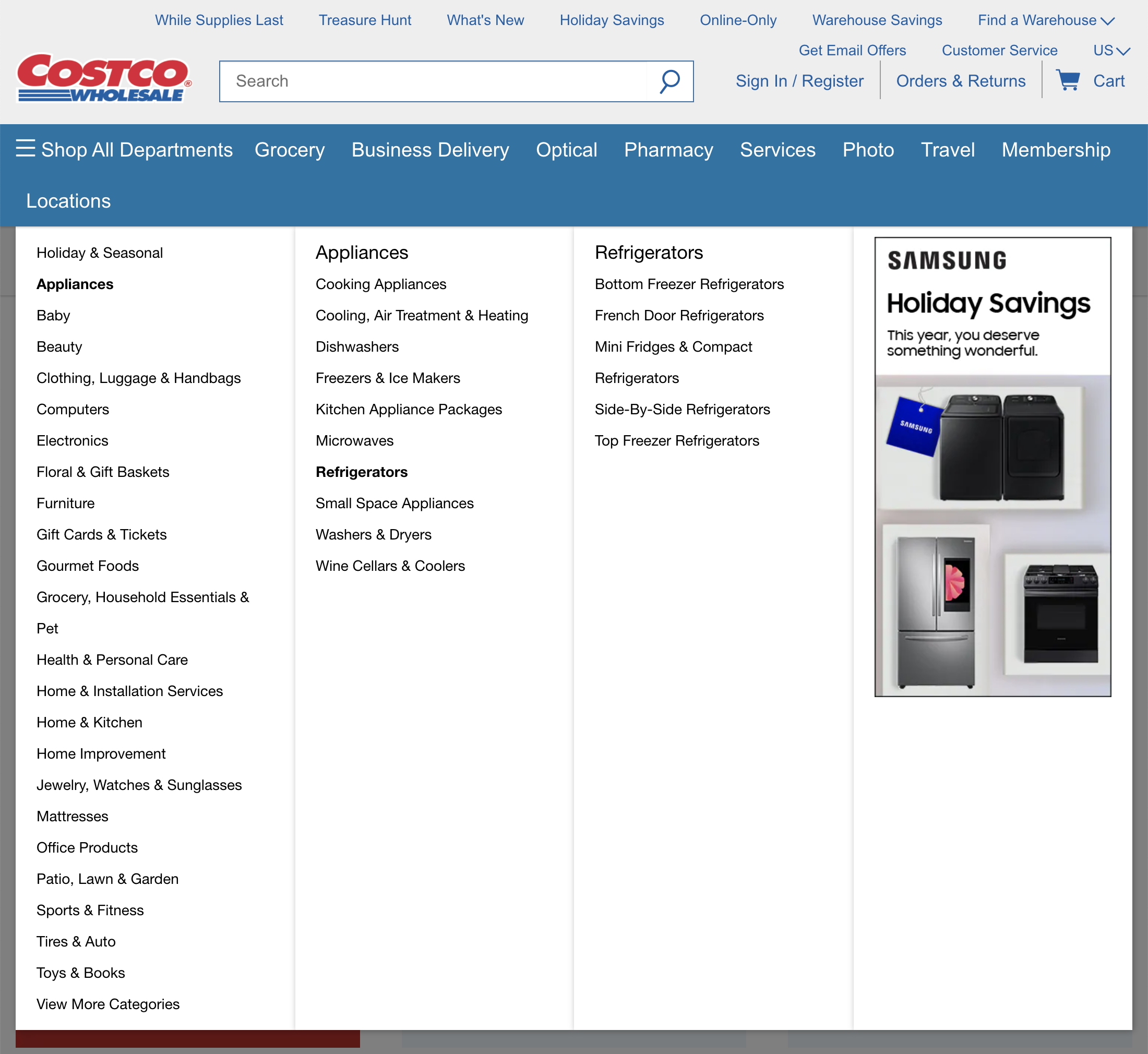 Costco’s Main Navigation 561 of 1033 Main Navigation Examples