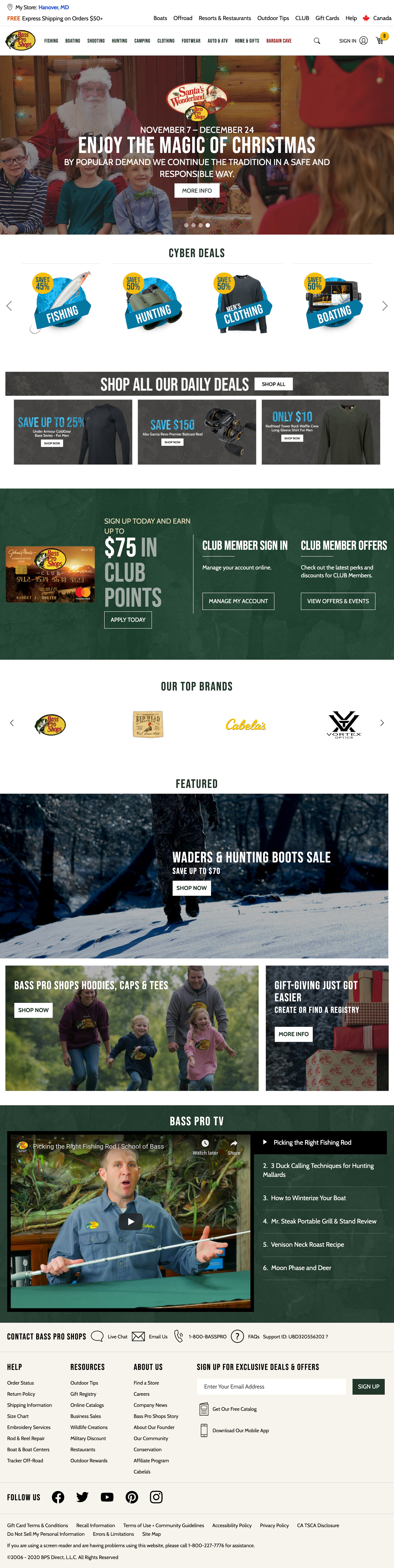 Bass Pro Shops' Homepage – 555 of 916 Homepage Examples – Baymard Institute