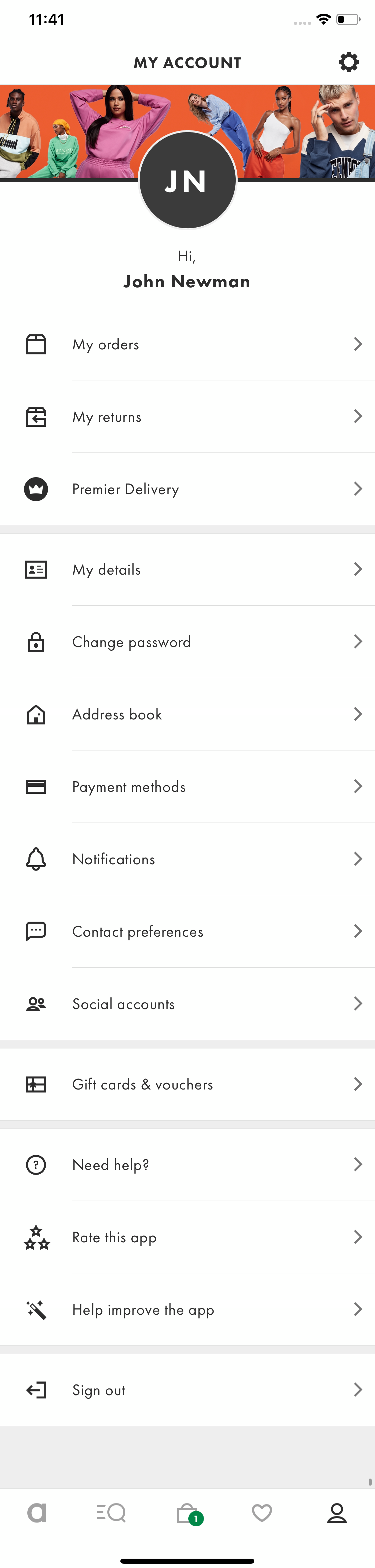 ASOS’ App Account Dashboard 349 of 419 Account Dashboard Examples