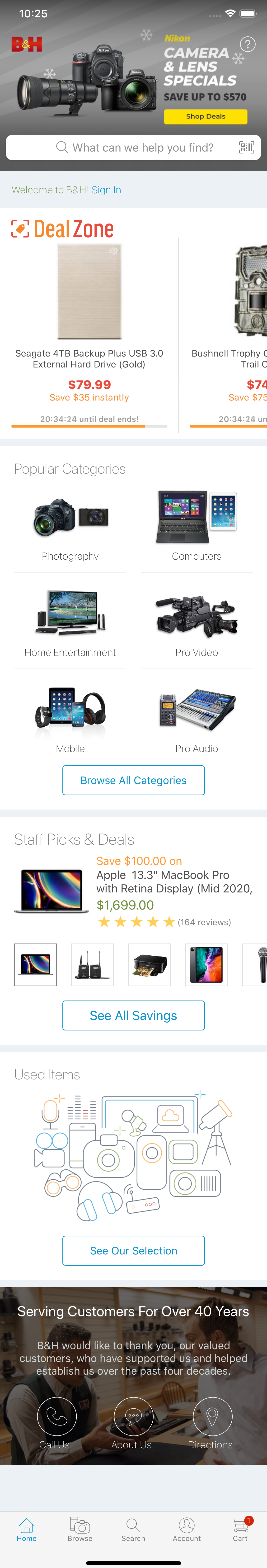 Mobile screenshot of B&H Photo