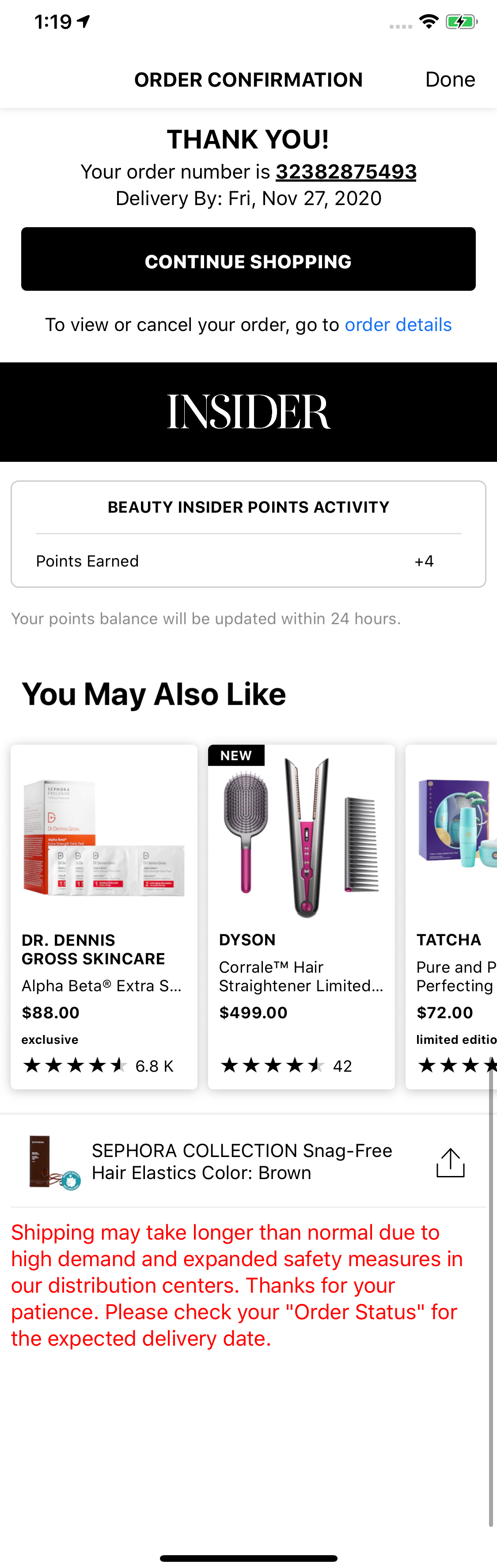 Sephora’s App Receipt / Order Confirmation 362 of 567 Receipt / Order