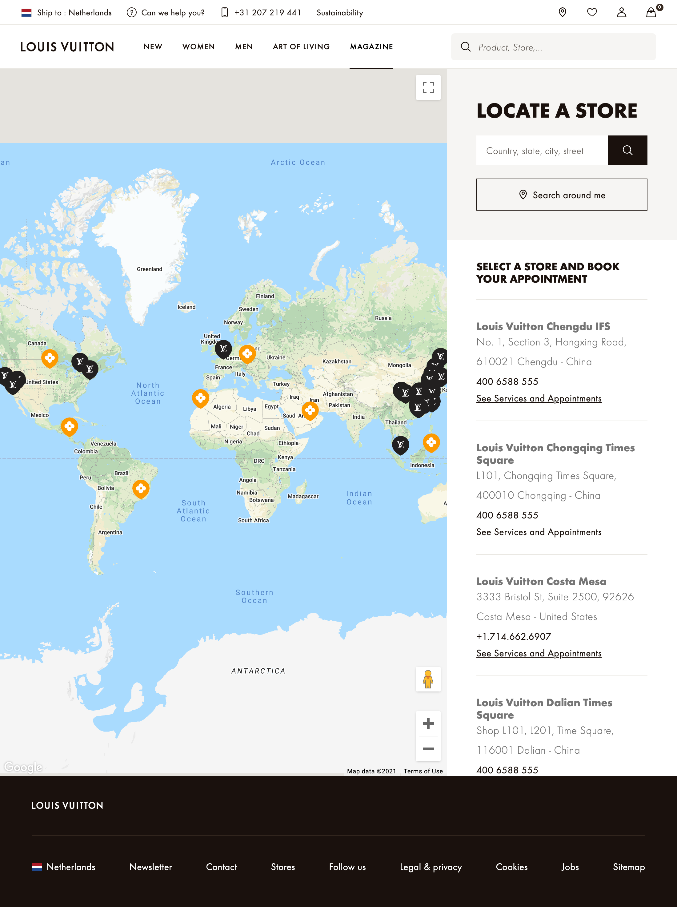 Louis Vuitton's Store Locator – 14 of 17 Store Locator Examples – Baymard  Institute