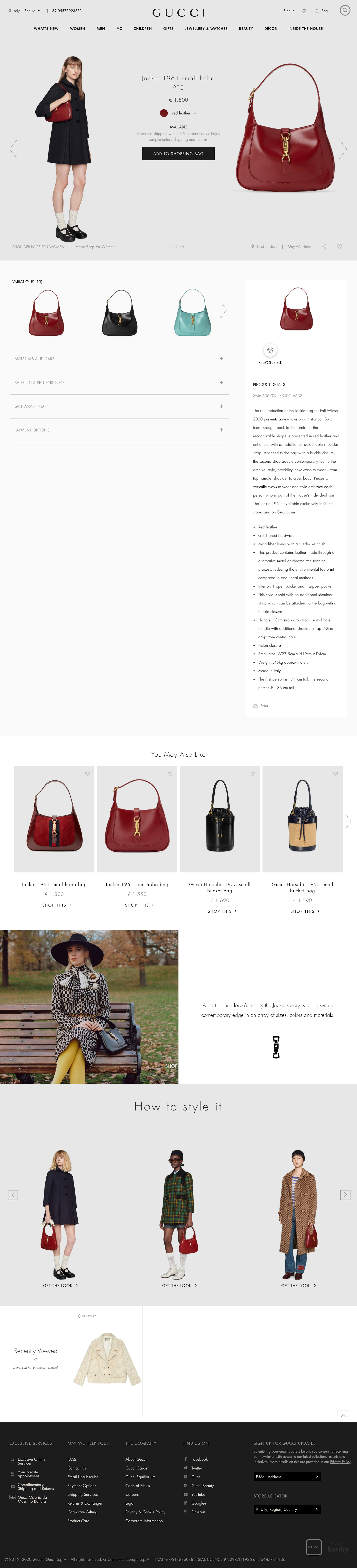 Gucci's Product Page – 524 of 1077 Product Page Examples – Baymard Institute