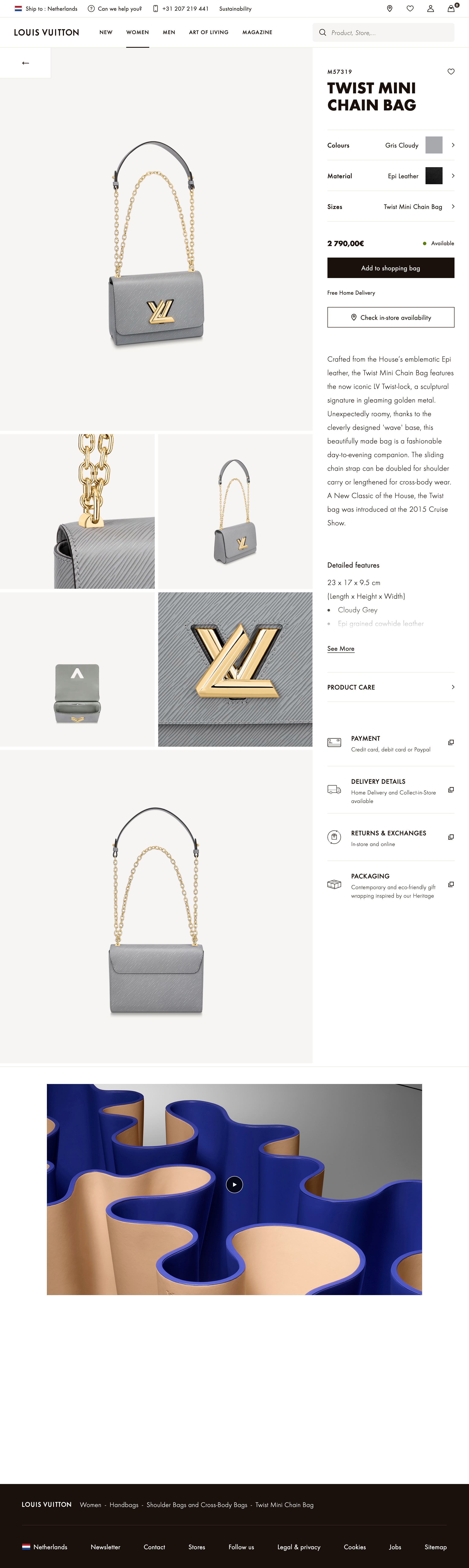 Louis Vuitton Twist mm, Grey, One Size