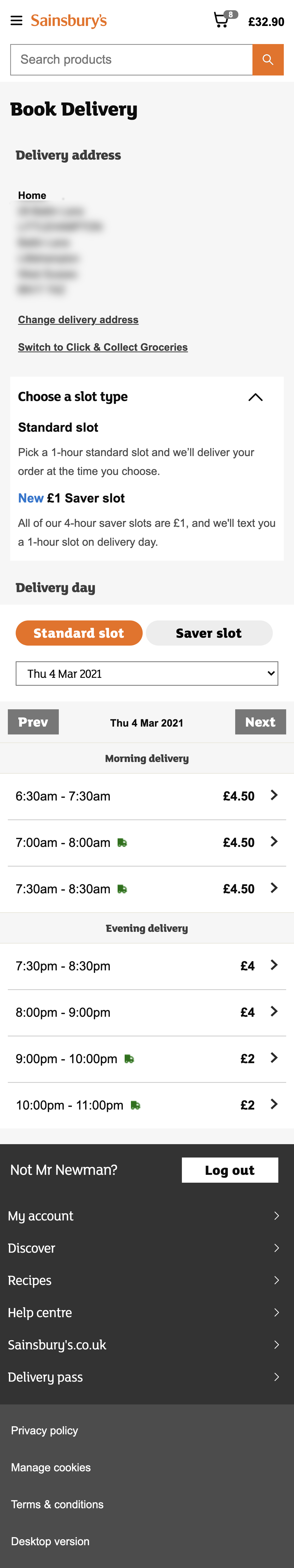 Mobile screenshot of Sainsbury’s