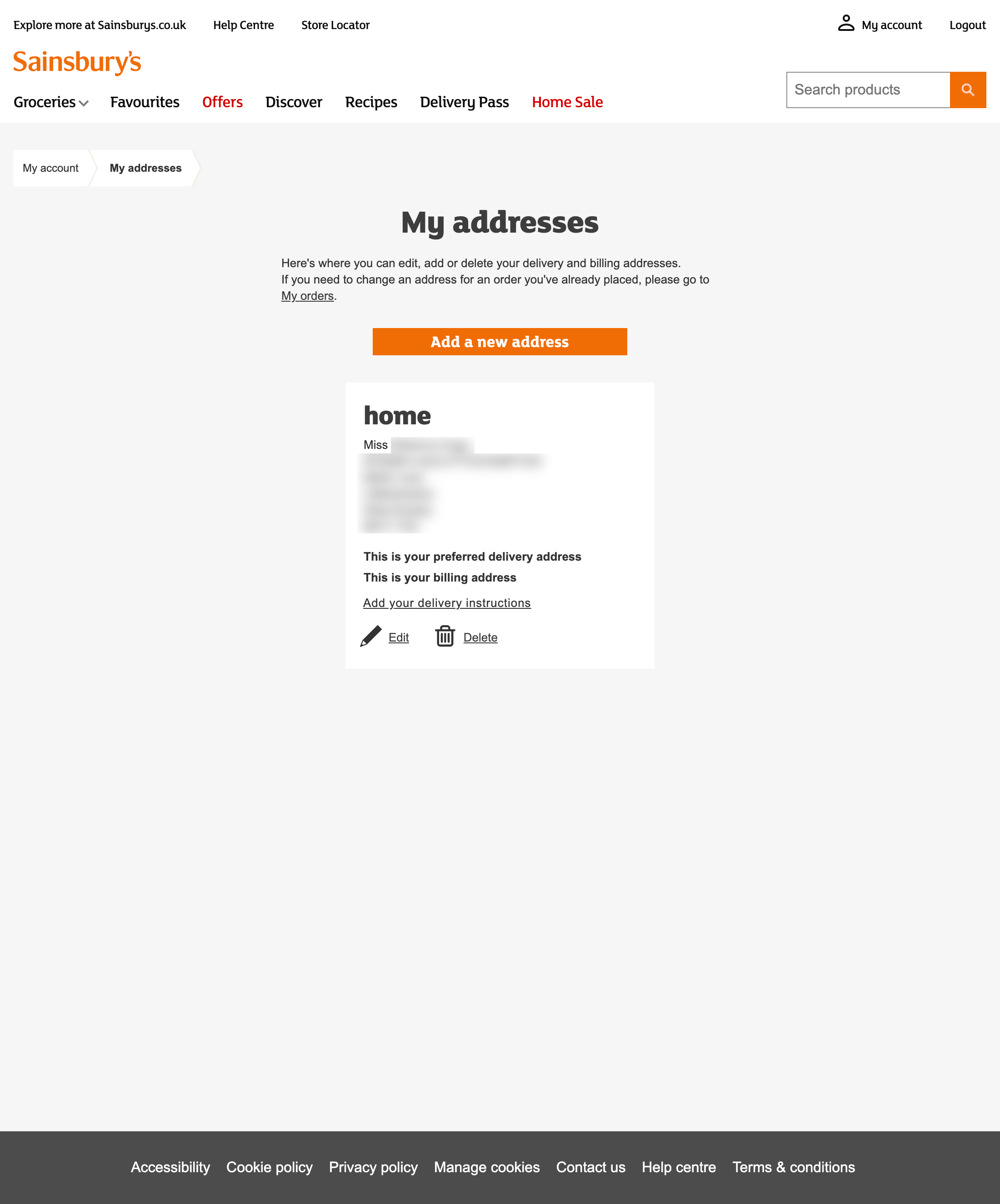 Sainsbury’s Address Book 228 of 271 Address Book Examples Baymard