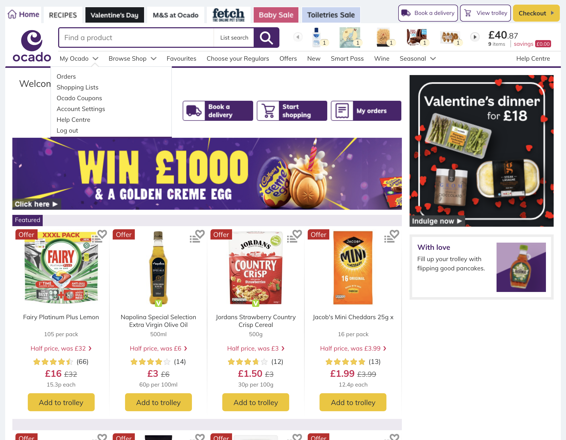 Ocado’s ‘My Account’ DropDown 209 of 262 ‘My Account’ DropDown Examples Baymard Institute