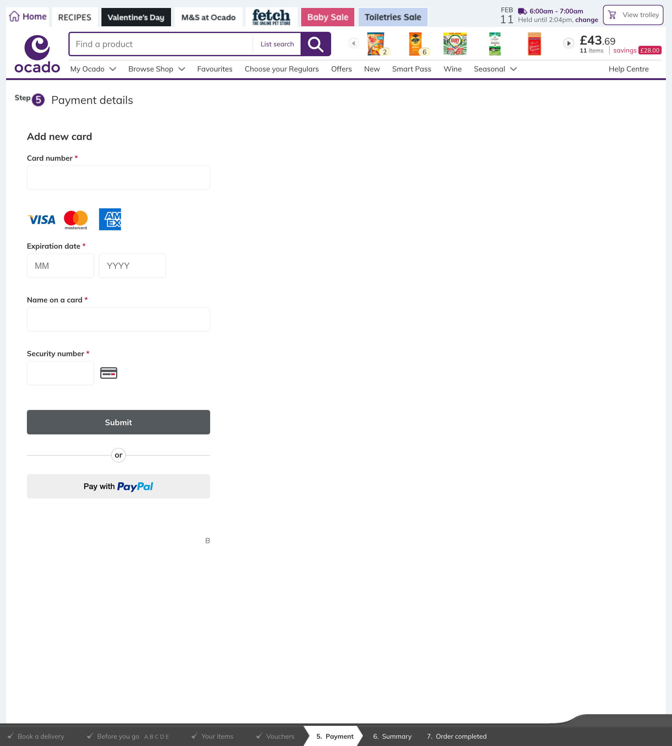 Ocado’s Payment 608 of 1003 Payment Examples Baymard Institute