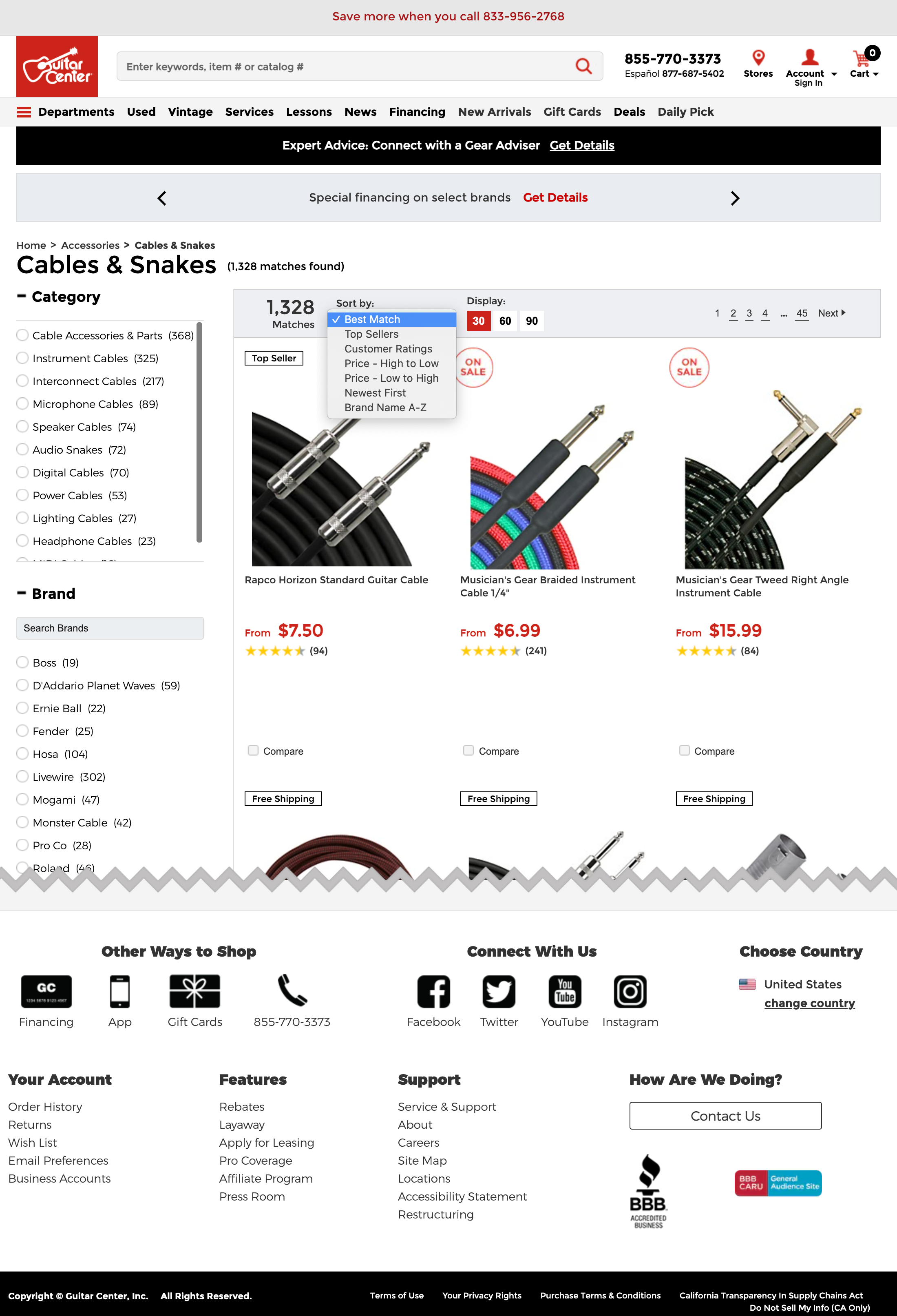 guitar center pro coverage phone number