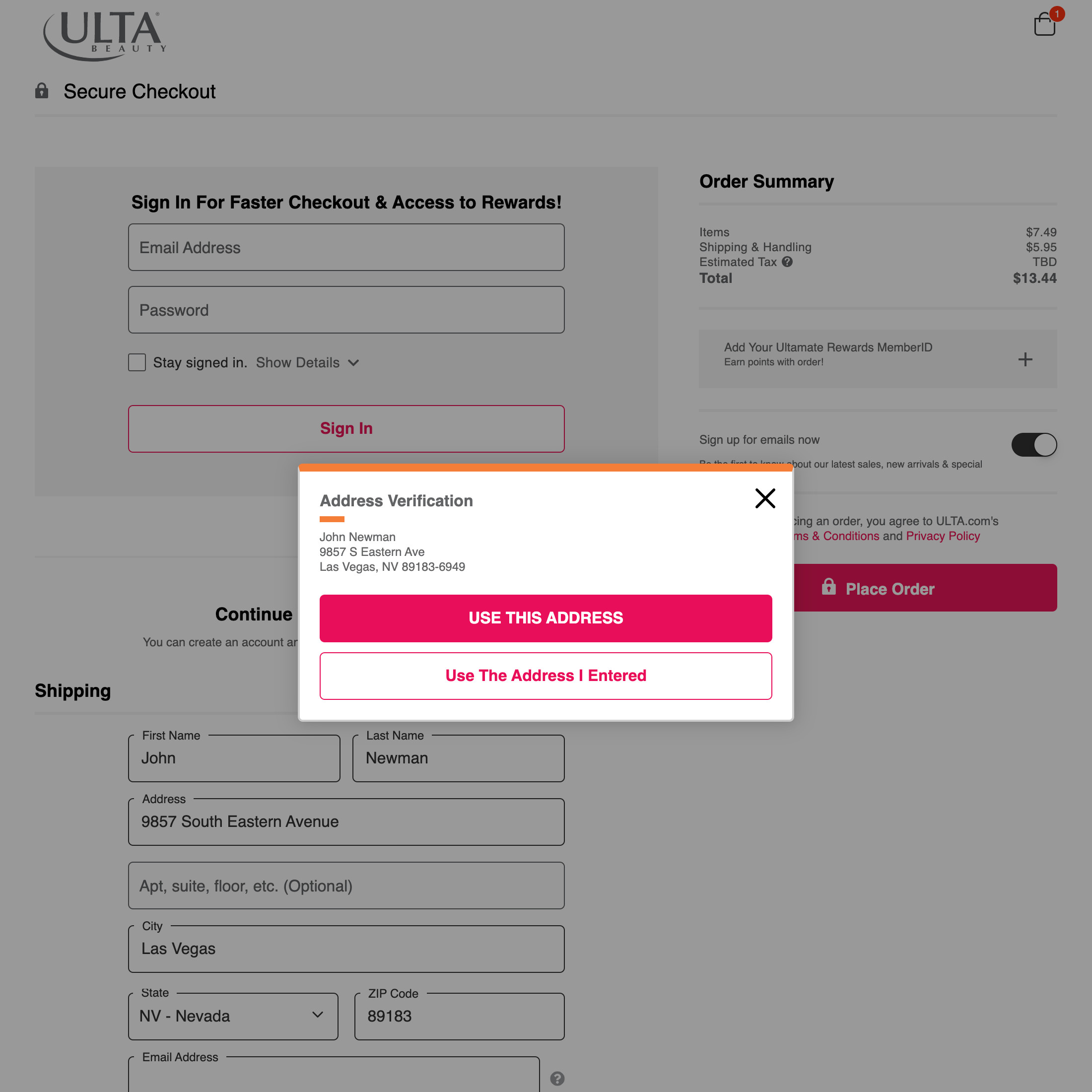 Desktop screenshot of Ulta Beauty