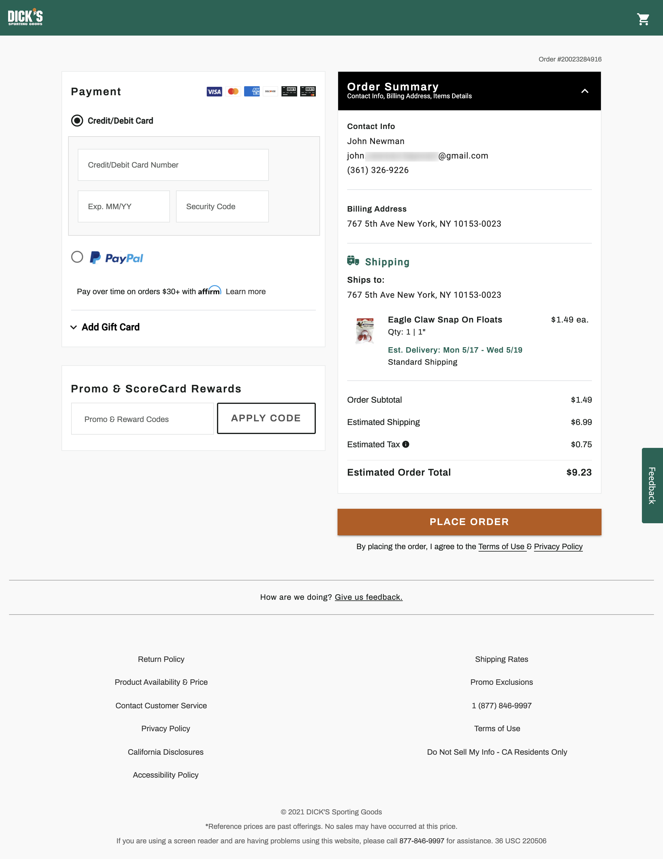 Dick’s Sporting Goods’ Payment 431 of 928 Payment Examples Baymard