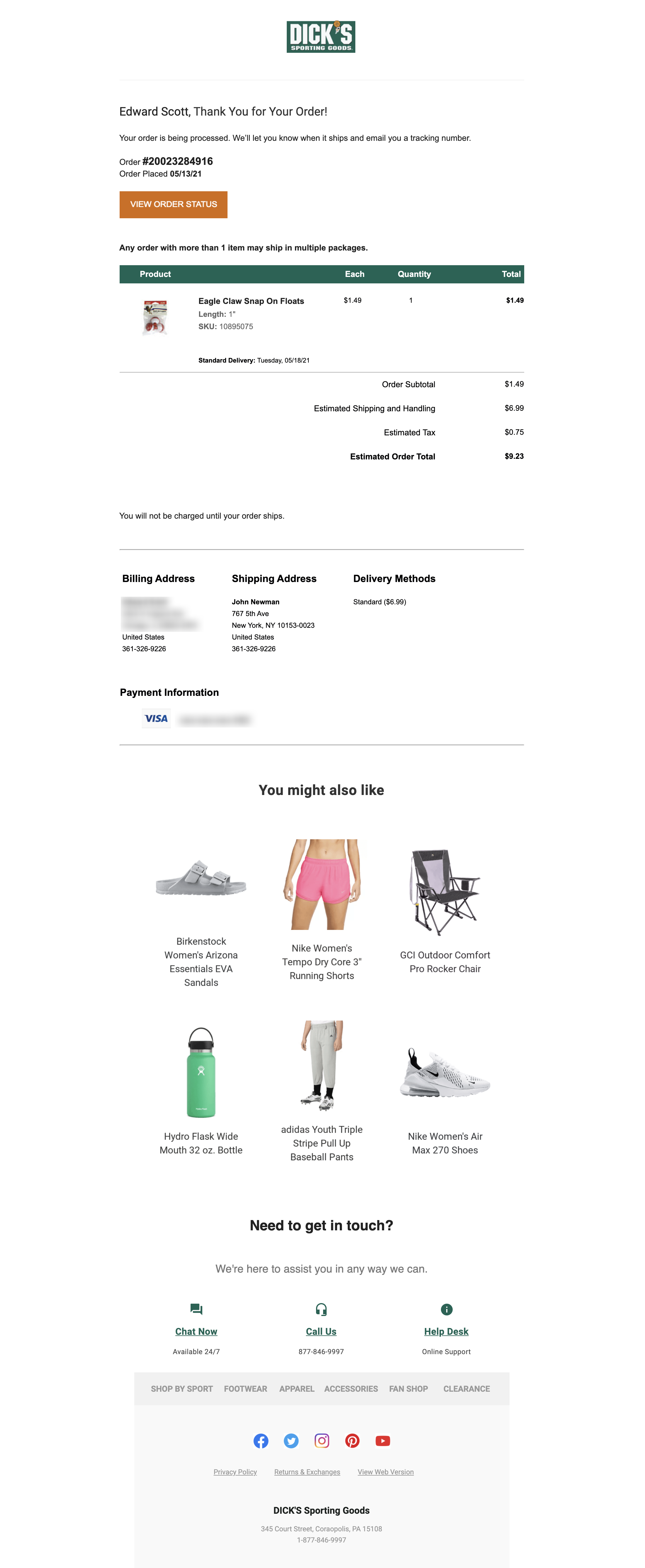 Dick’s Sporting Goods’ Receipt / Order Confirmation 363 of 589