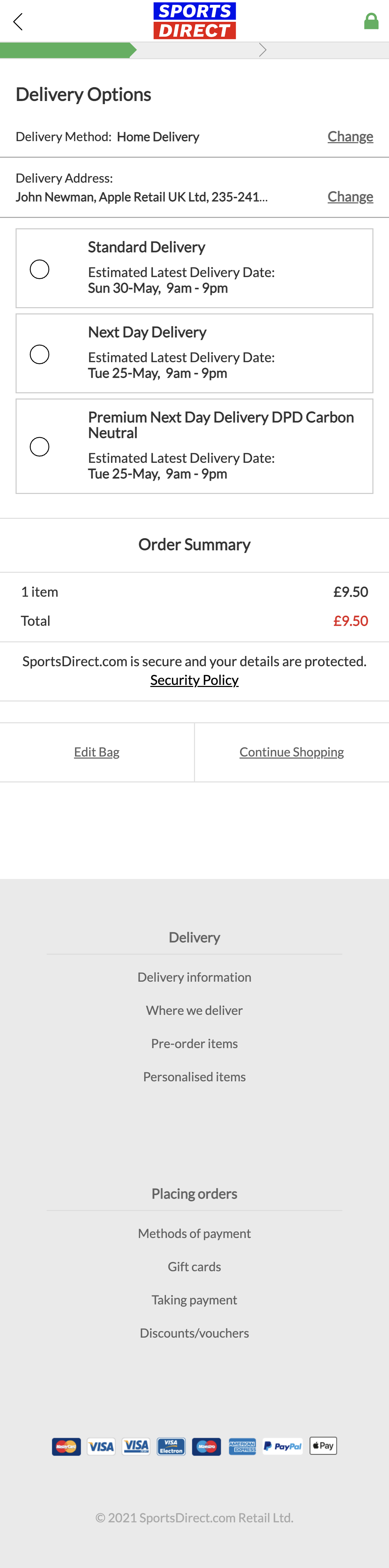 Sports Direct’s Mobile Delivery & Shipping Methods 368 of 738