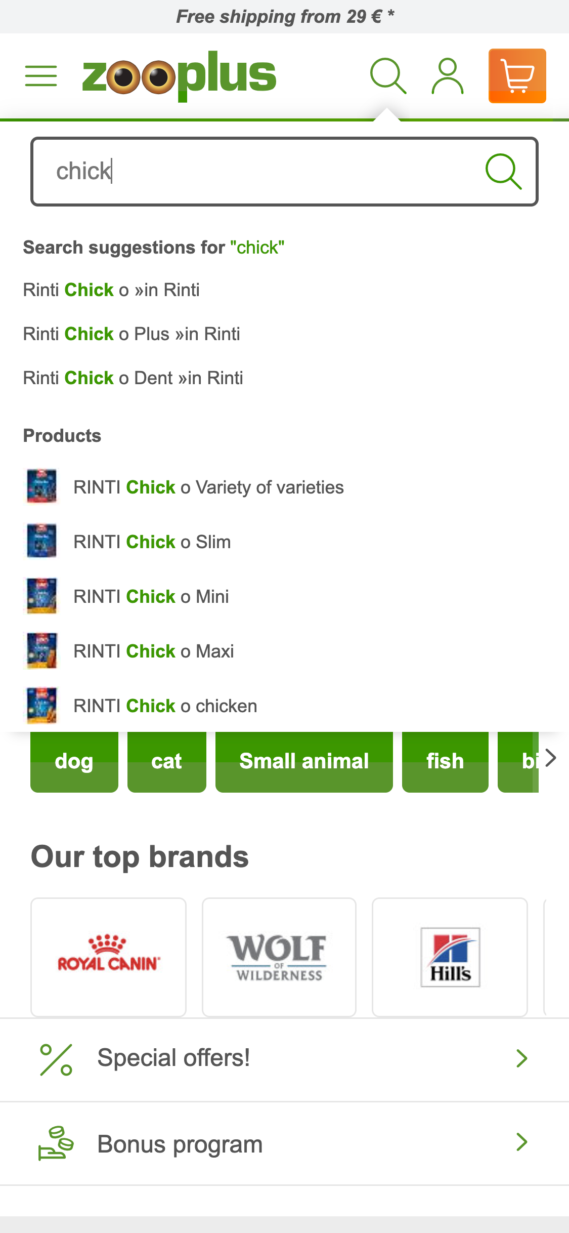 Zooplus’ Mobile Suggestions 341 of 682