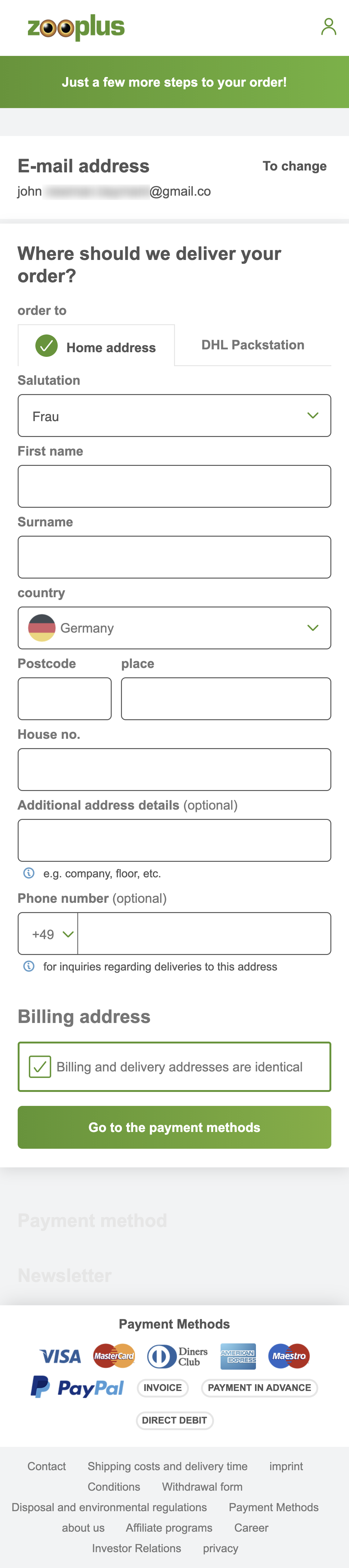 Zooplus’ Mobile Delivery & Shipping Methods 441 of 792 Delivery