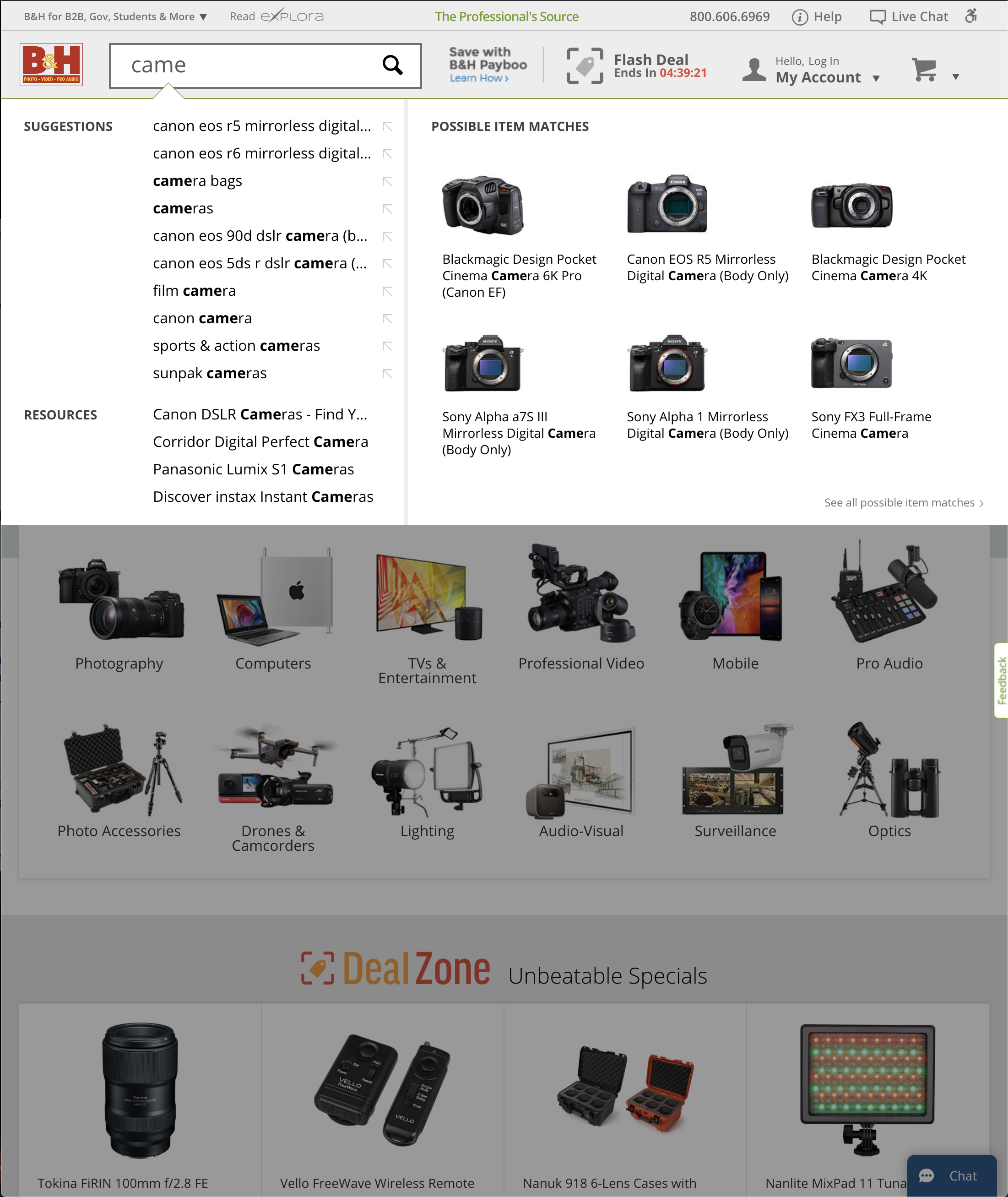 Desktop screenshot of B&H Photo