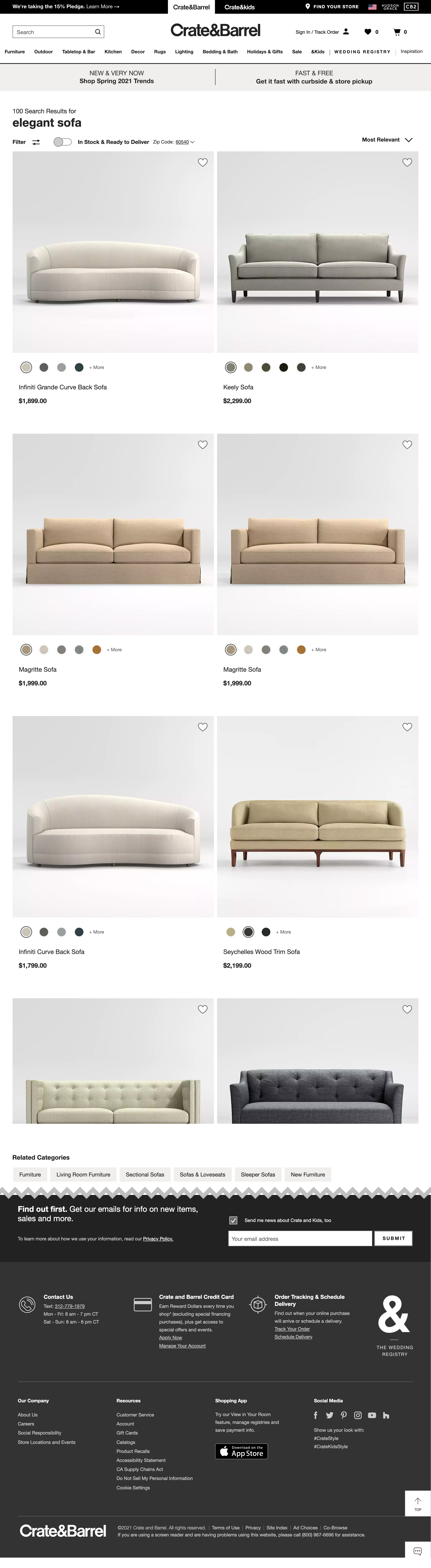 Desktop screenshot of Crate & Barrel