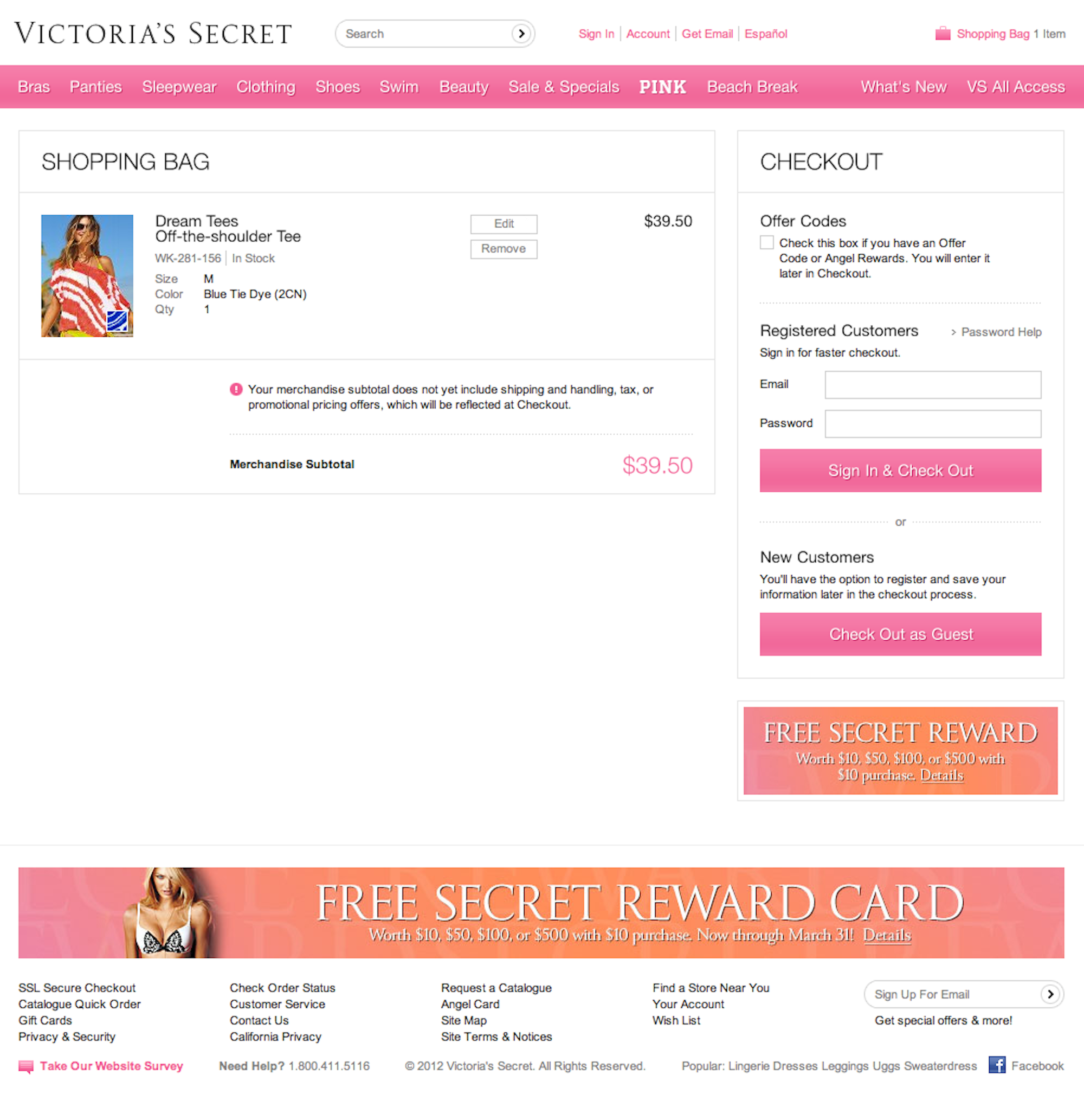 Victoria's Secret's Account Selection – 672 of 748 Account Selection  Examples – Baymard Institute