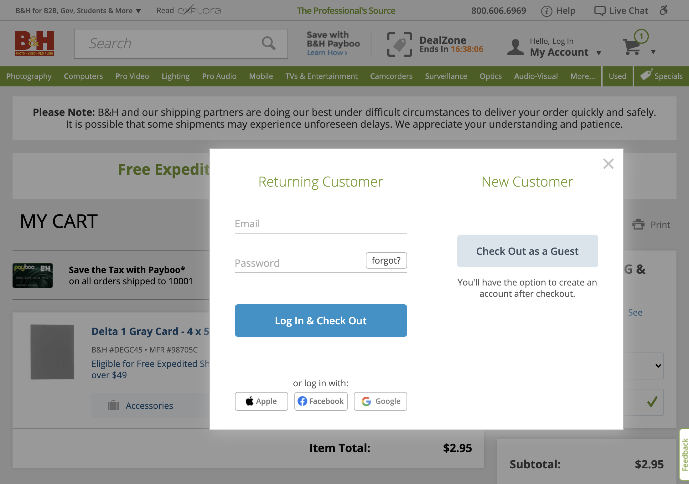 Desktop screenshot of B&H Photo