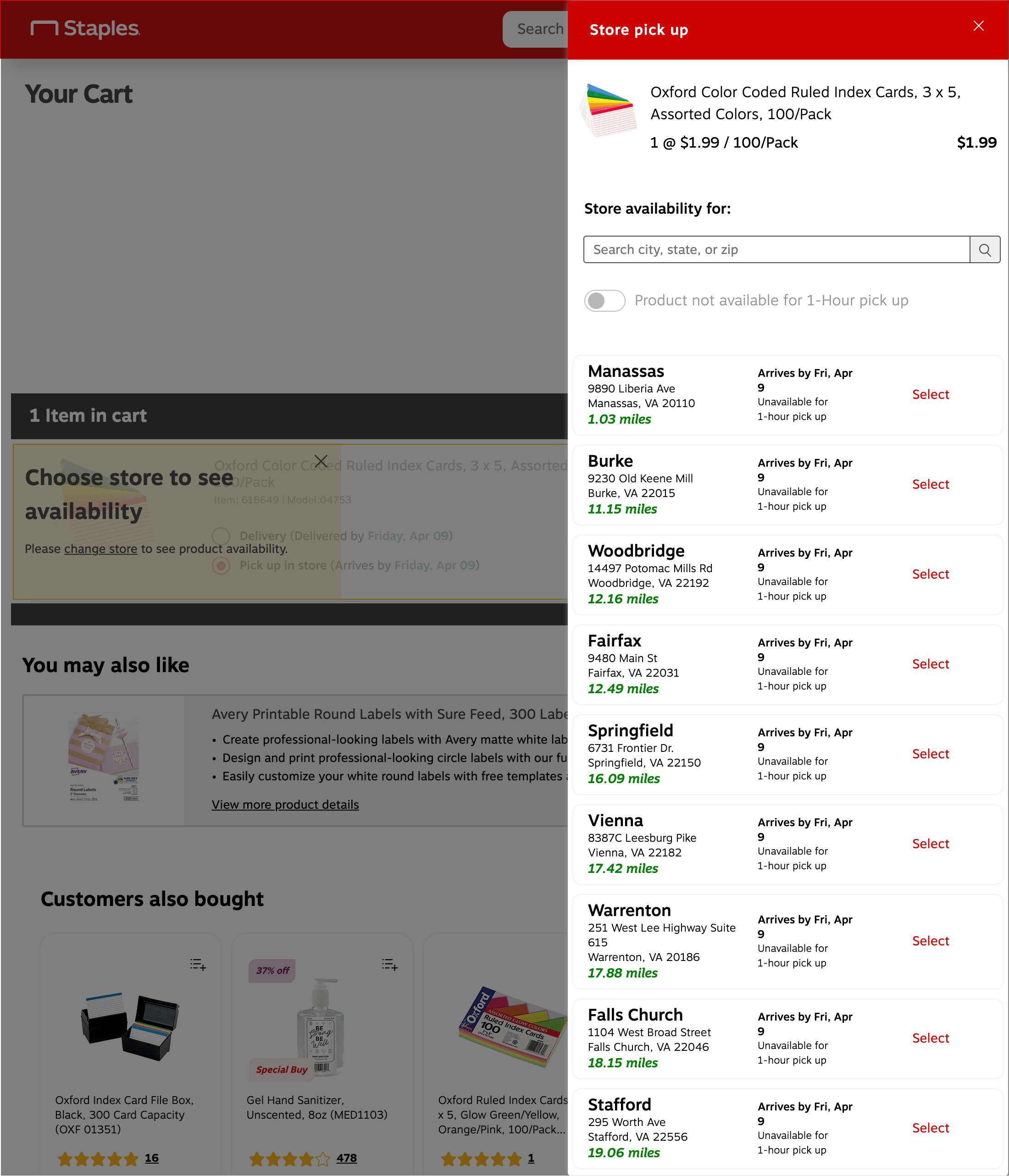 Staples’ Store Pickup 72 of 116 Store Pickup Examples Baymard Institute