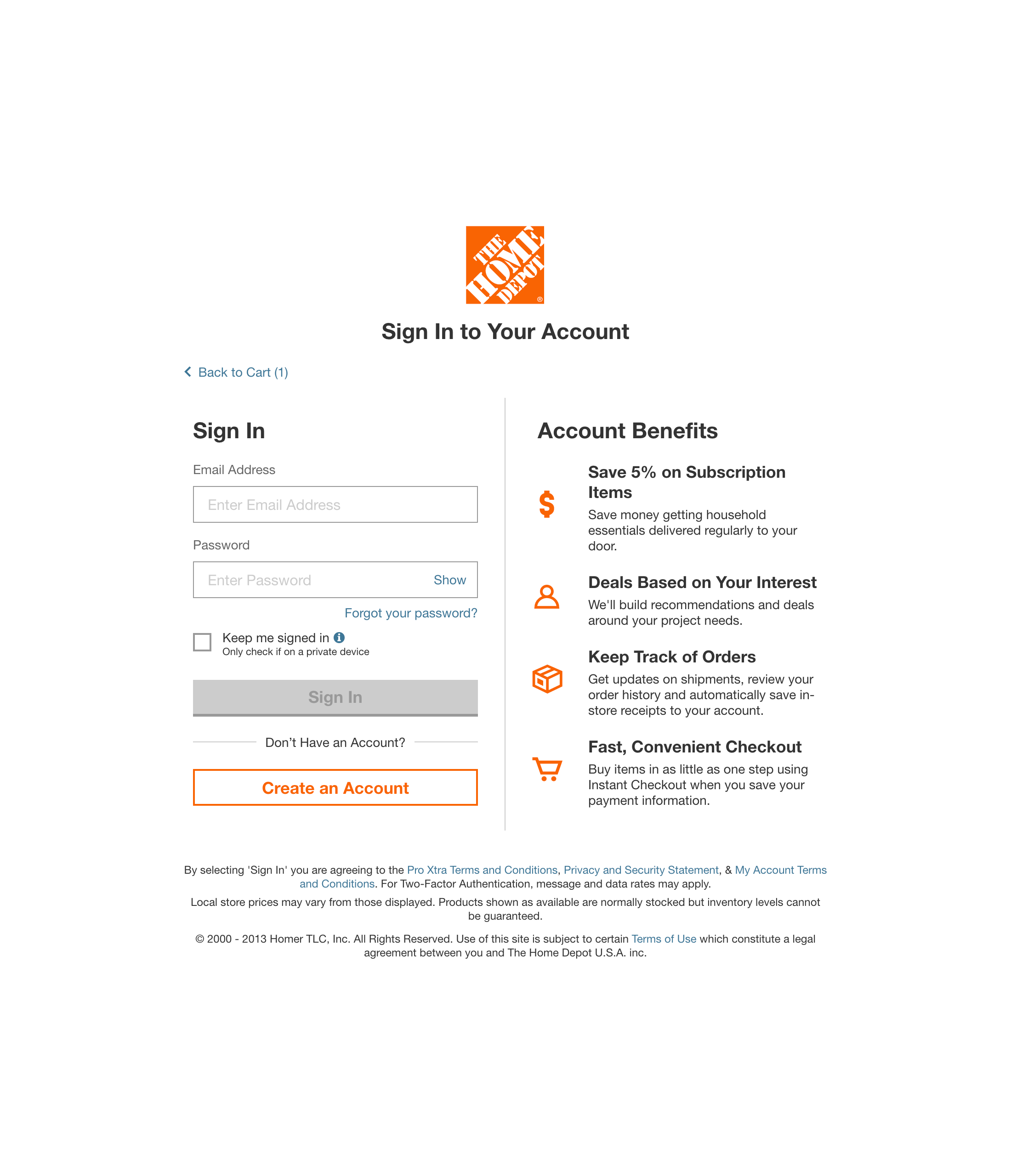 Desktop screenshot of Home Depot