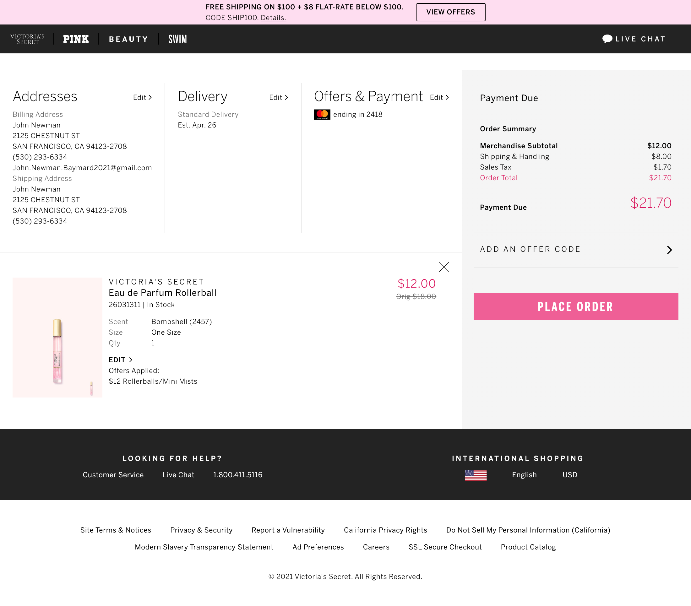 Victoria's Secret's Review Order – 193 of 561 Review Order Examples –  Baymard Institute