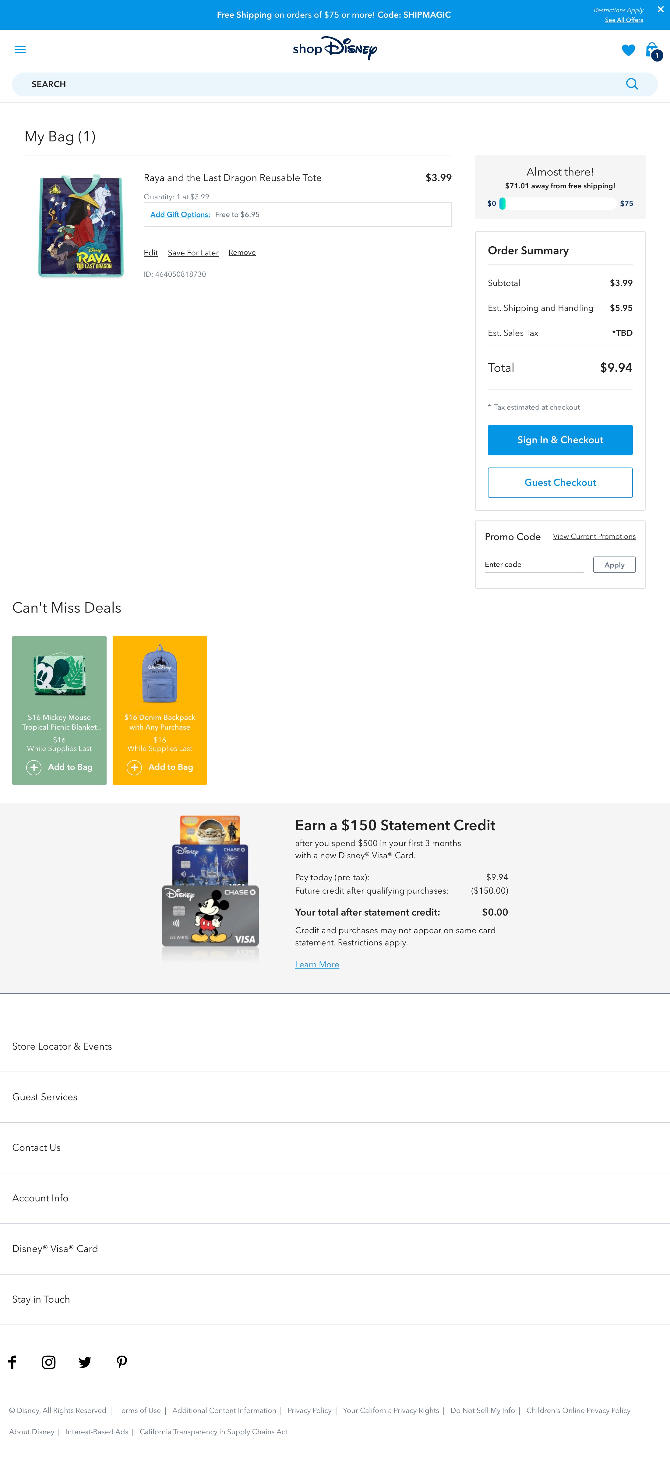 Desktop screenshot of Disney Store