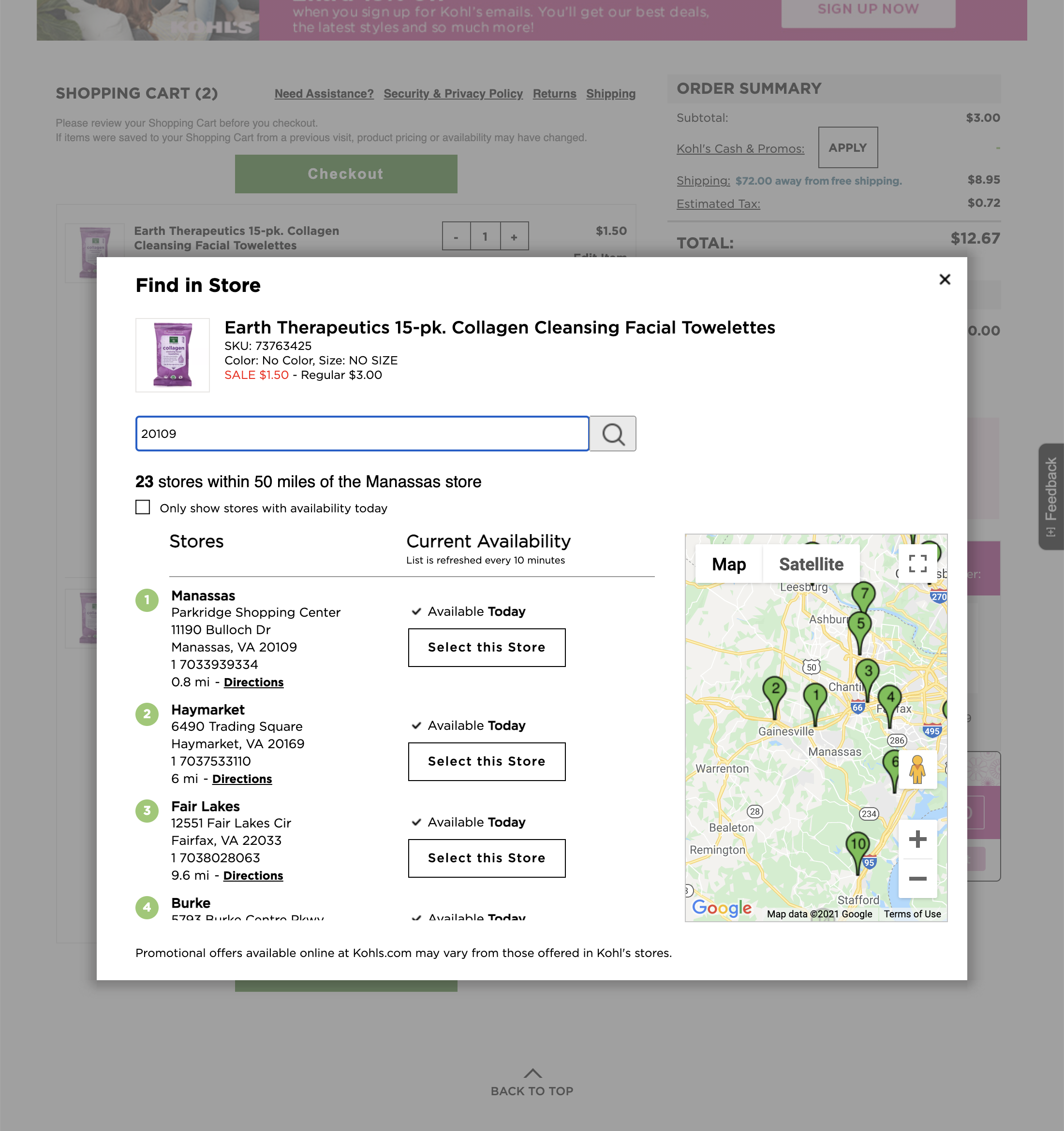 Kohl’s Store Pickup 99 of 159 Store Pickup Examples Baymard Institute