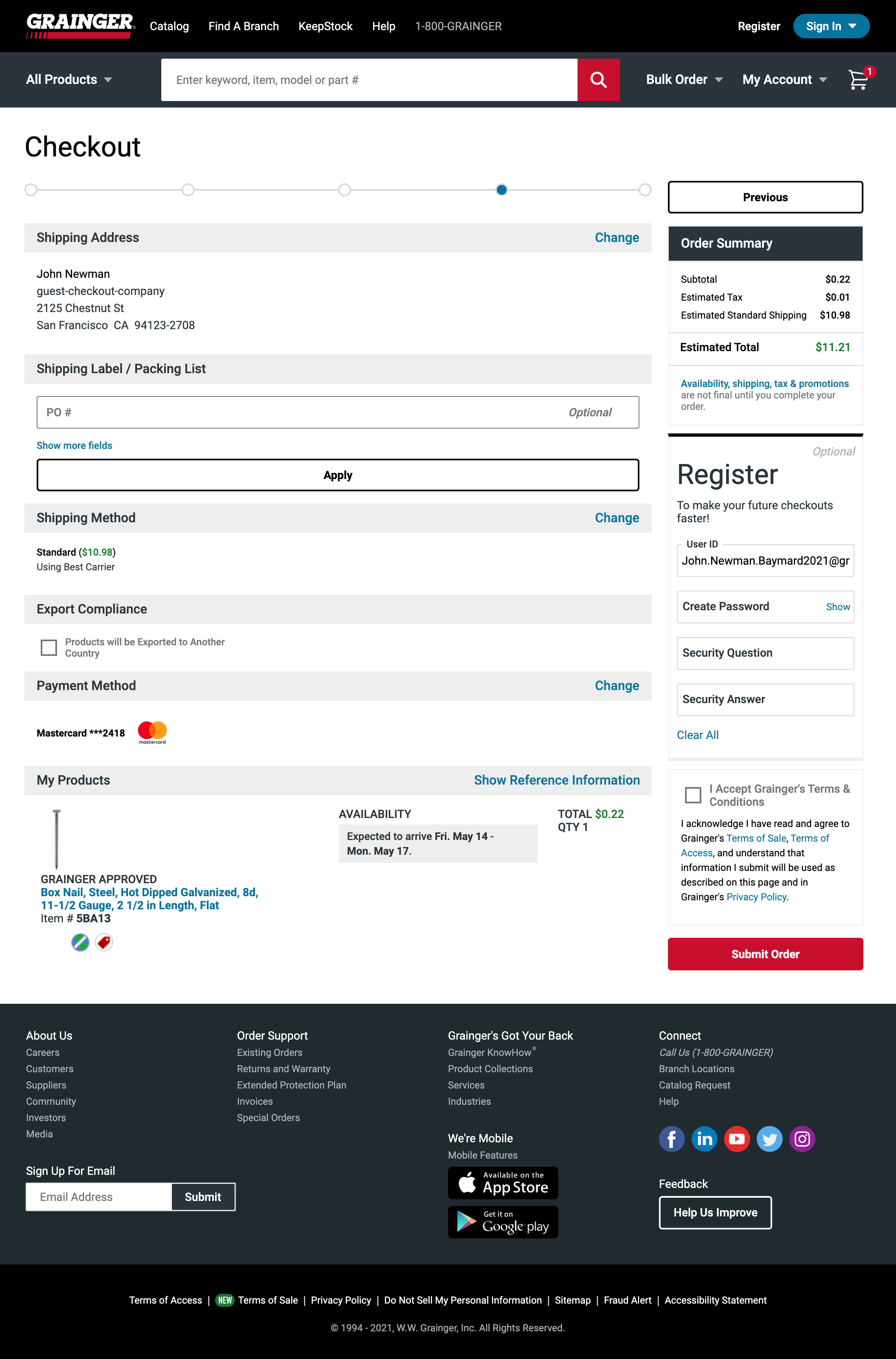 Grainger’s Review Order 204 of 591 Review Order Examples Baymard