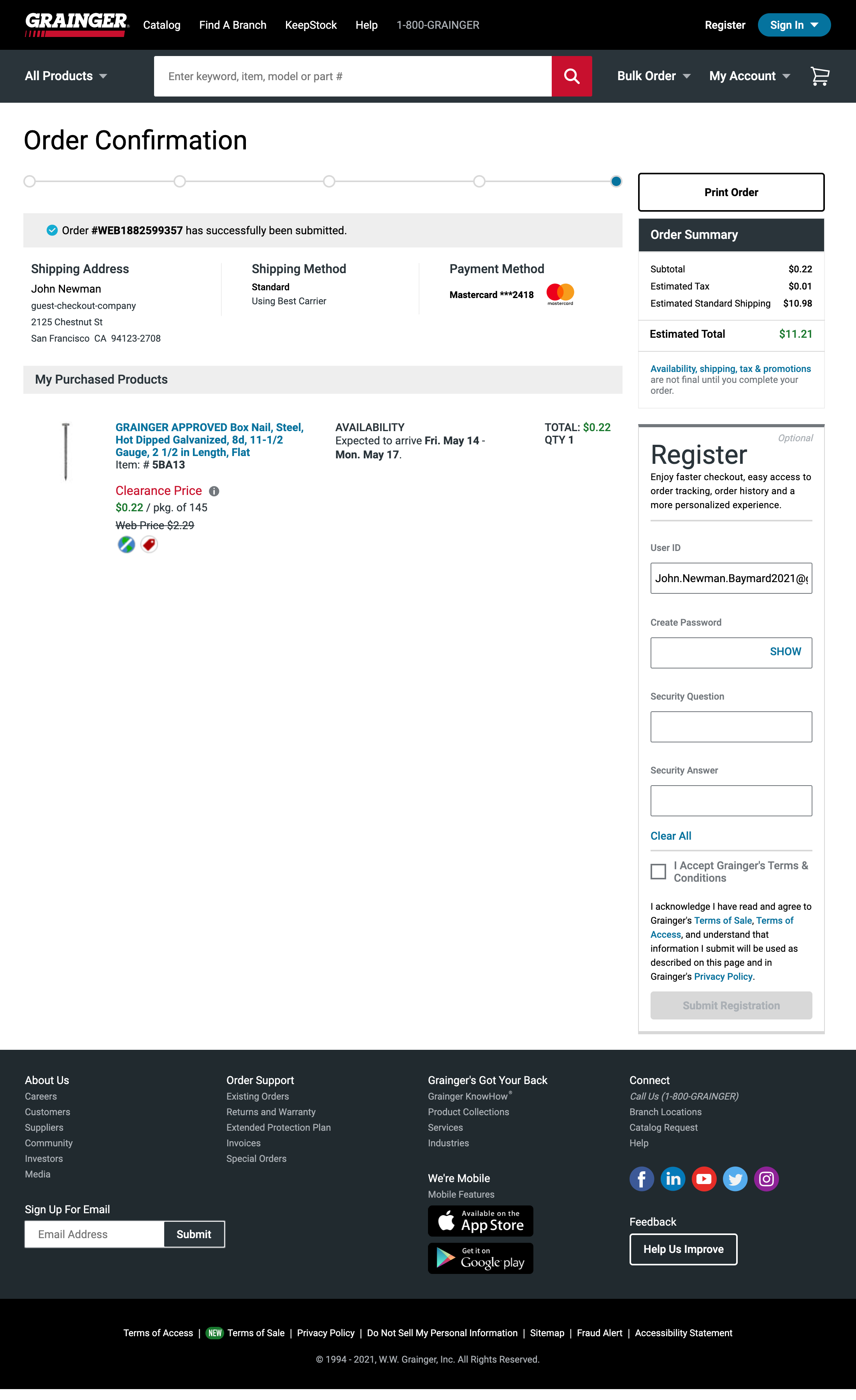 Grainger’s Receipt / Order Confirmation 393 of 656 Receipt / Order
