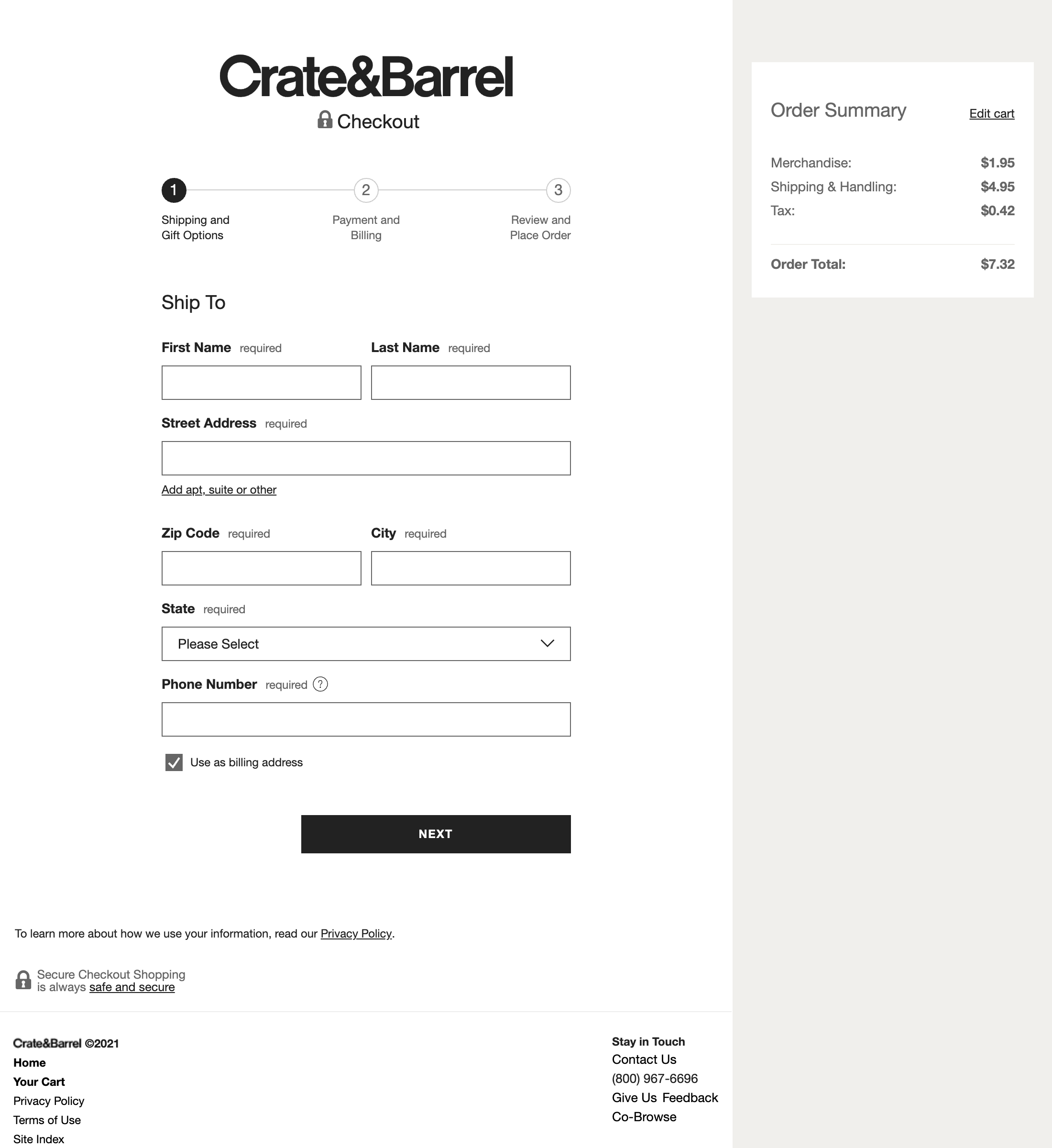 Desktop screenshot of Crate & Barrel