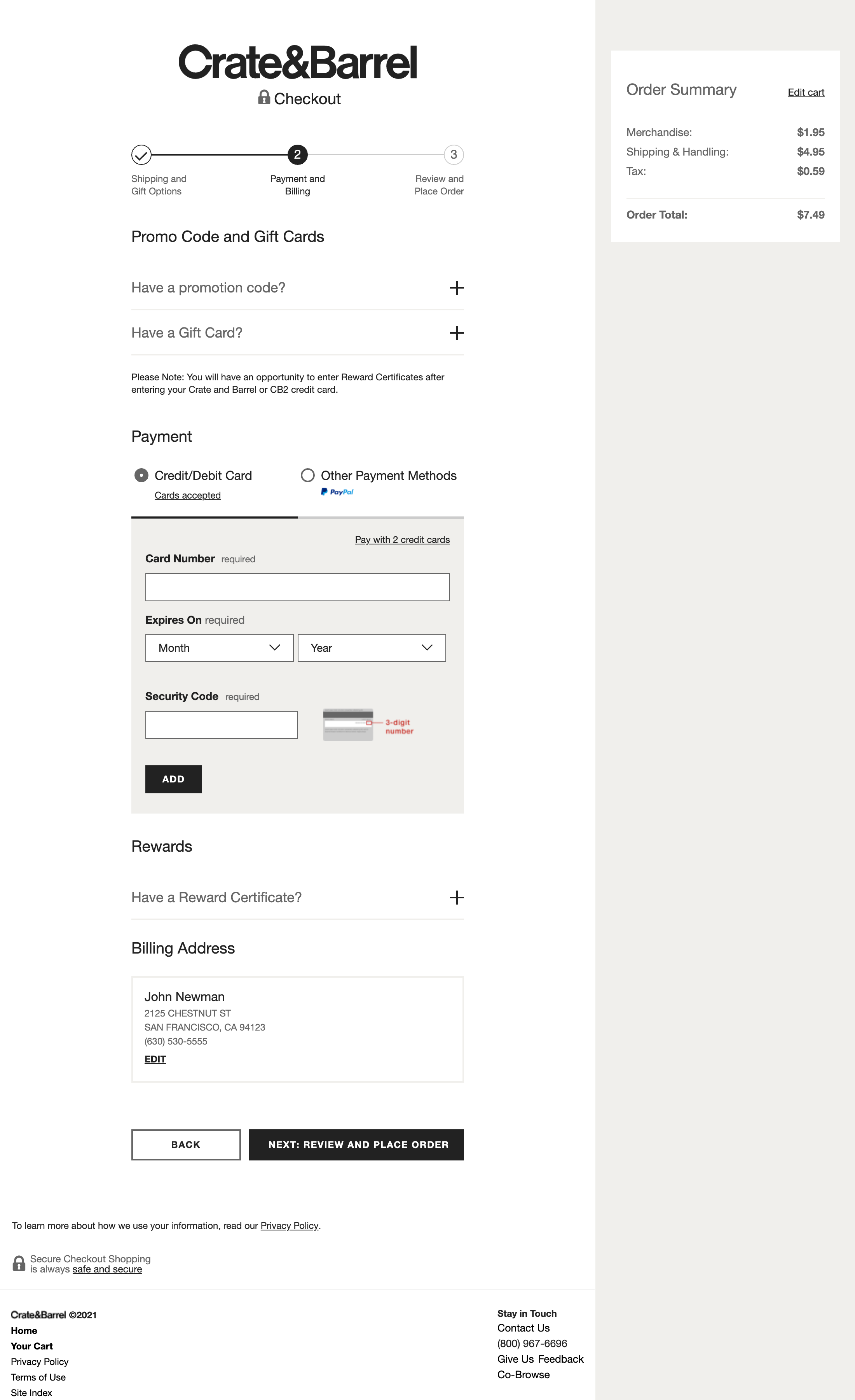 Desktop screenshot of Crate & Barrel