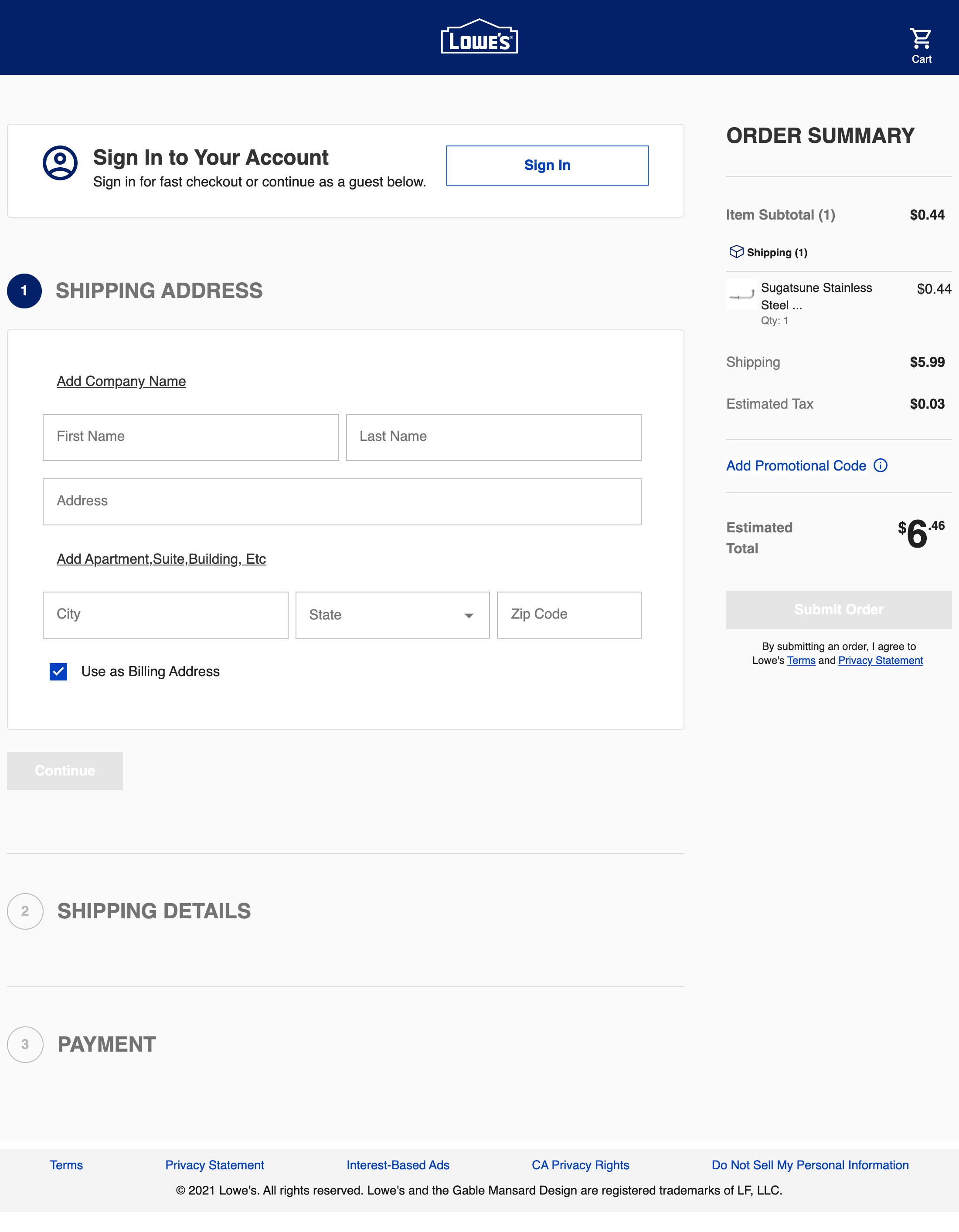 Desktop screenshot of Lowe’s