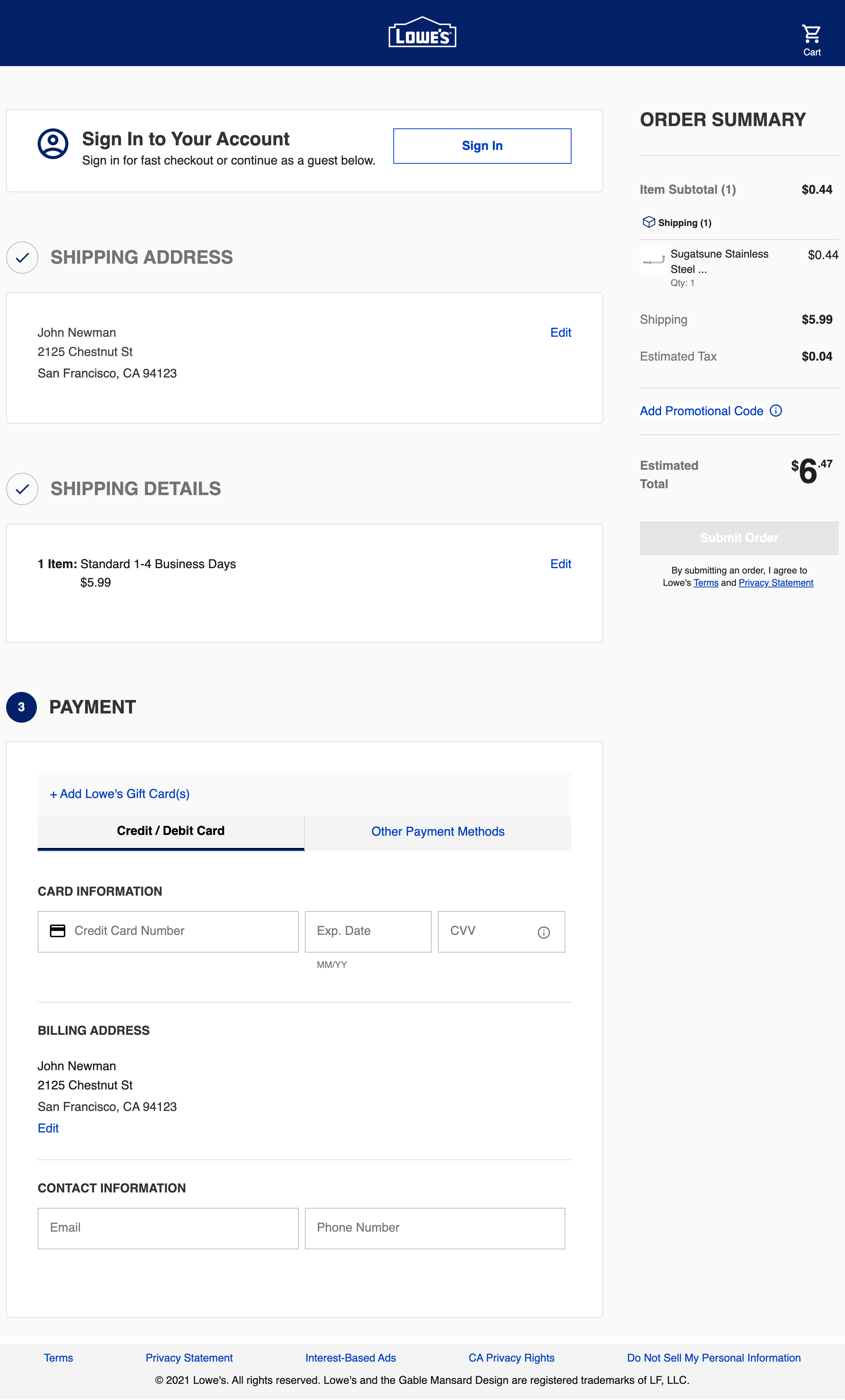 Desktop screenshot of Lowe’s