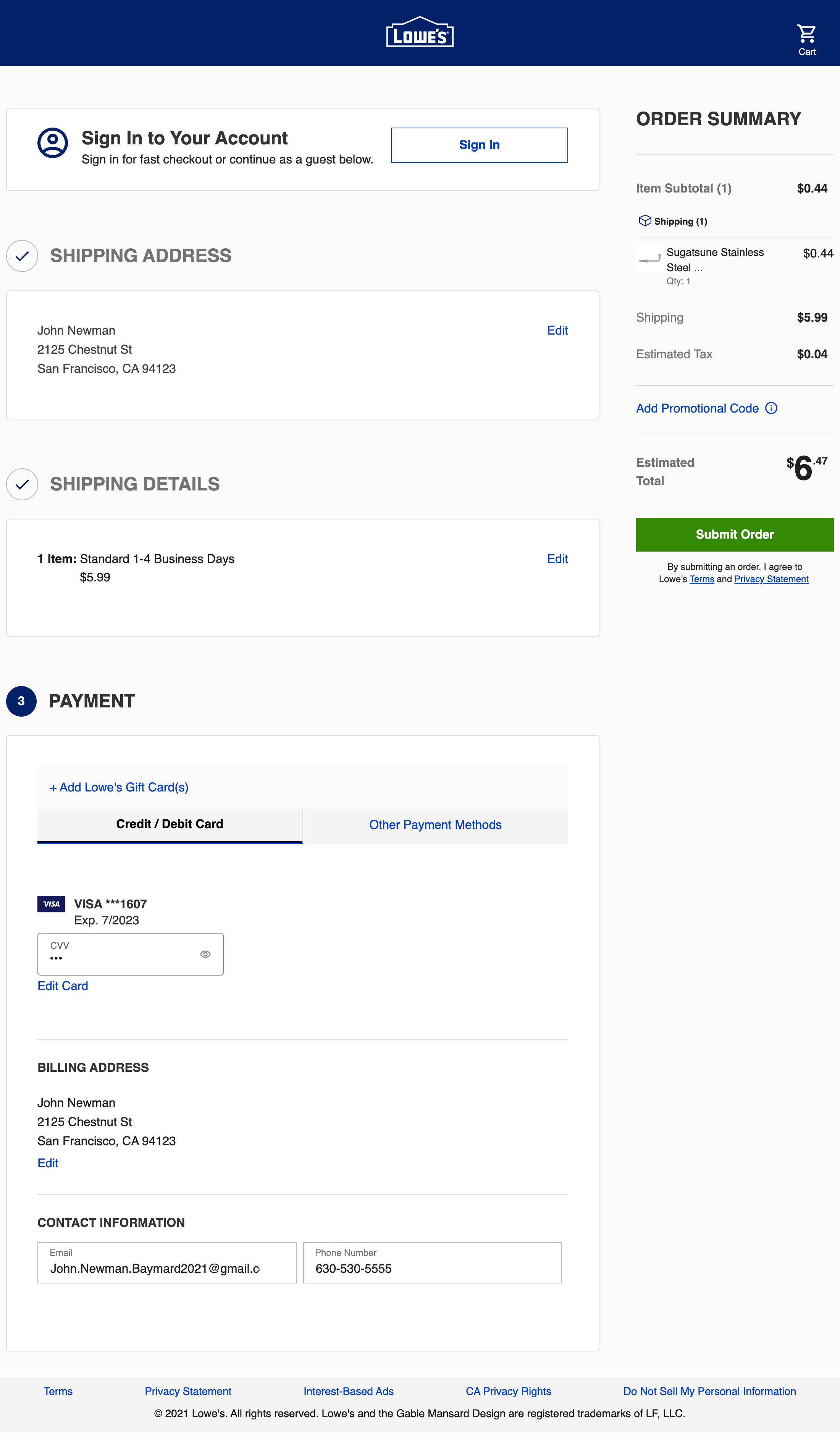 Desktop screenshot of Lowe’s