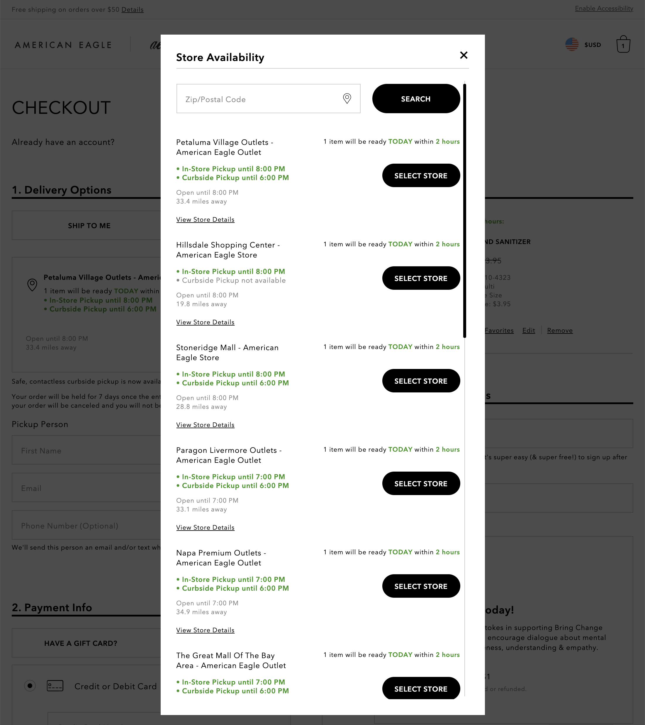 American Eagle’s Store Pickup 97 of 124 Store Pickup Examples