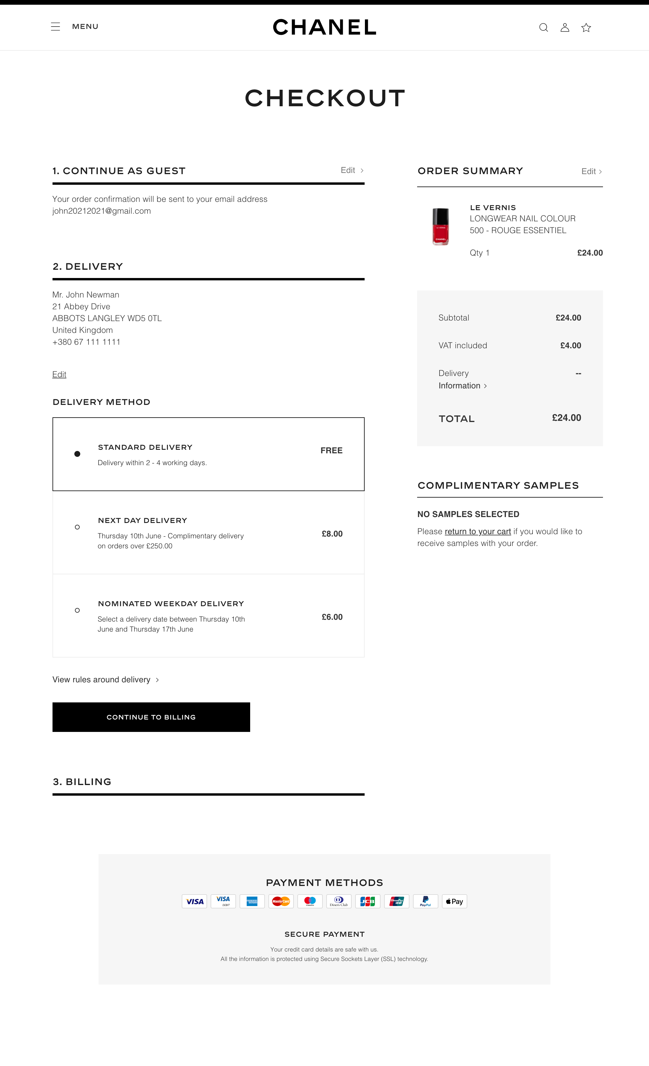 Chanel’s Delivery & Shipping Methods 325 of 728 Delivery & Shipping