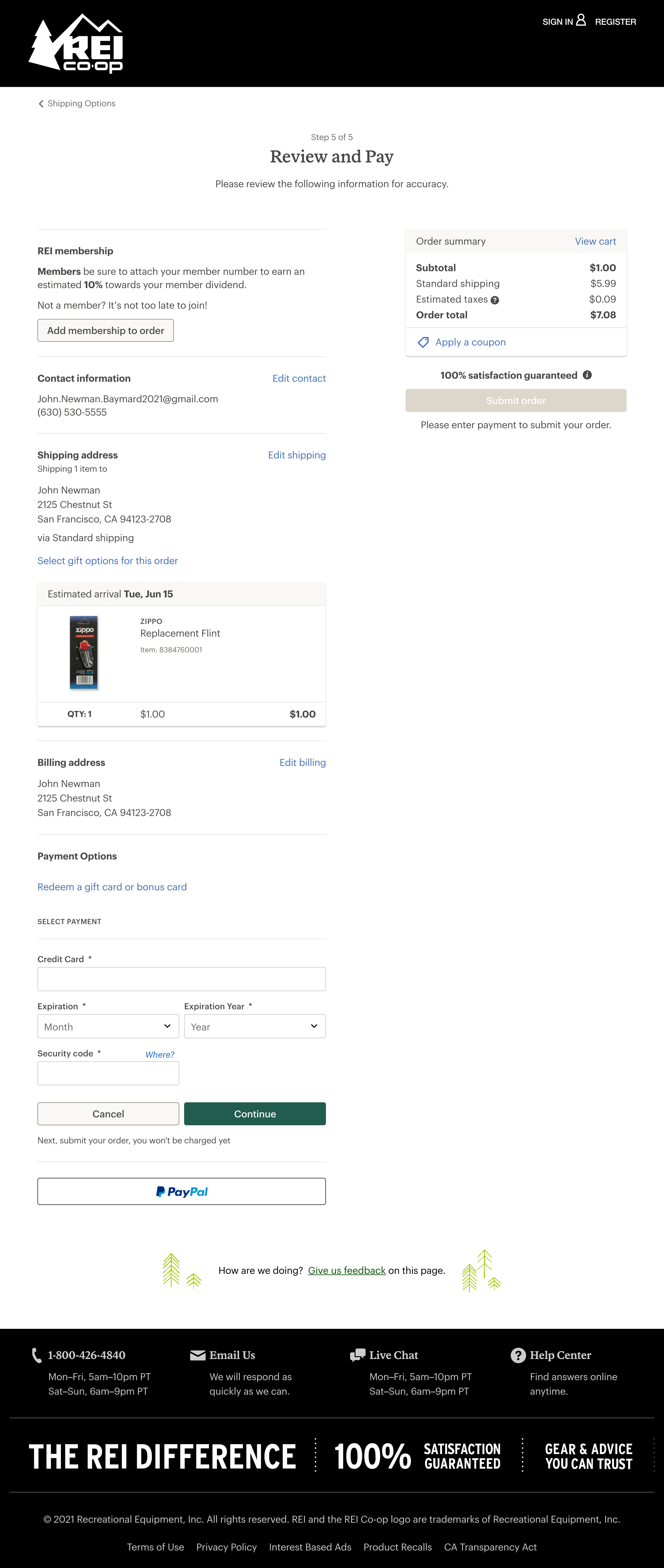 REI’s Payment 617 of 1118 Payment Examples Baymard Institute