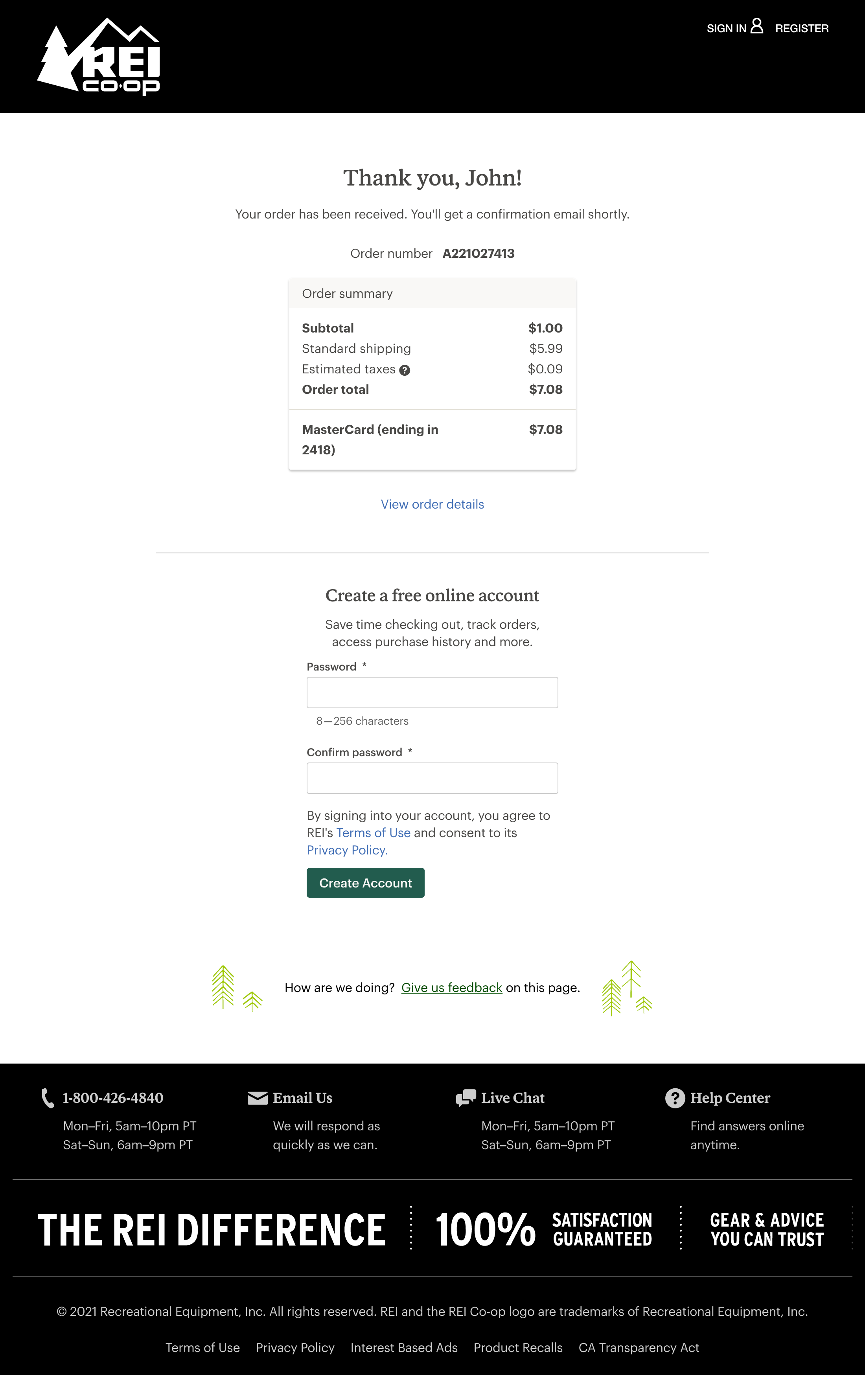 REI’s Receipt / Order Confirmation 383 of 656 Receipt / Order