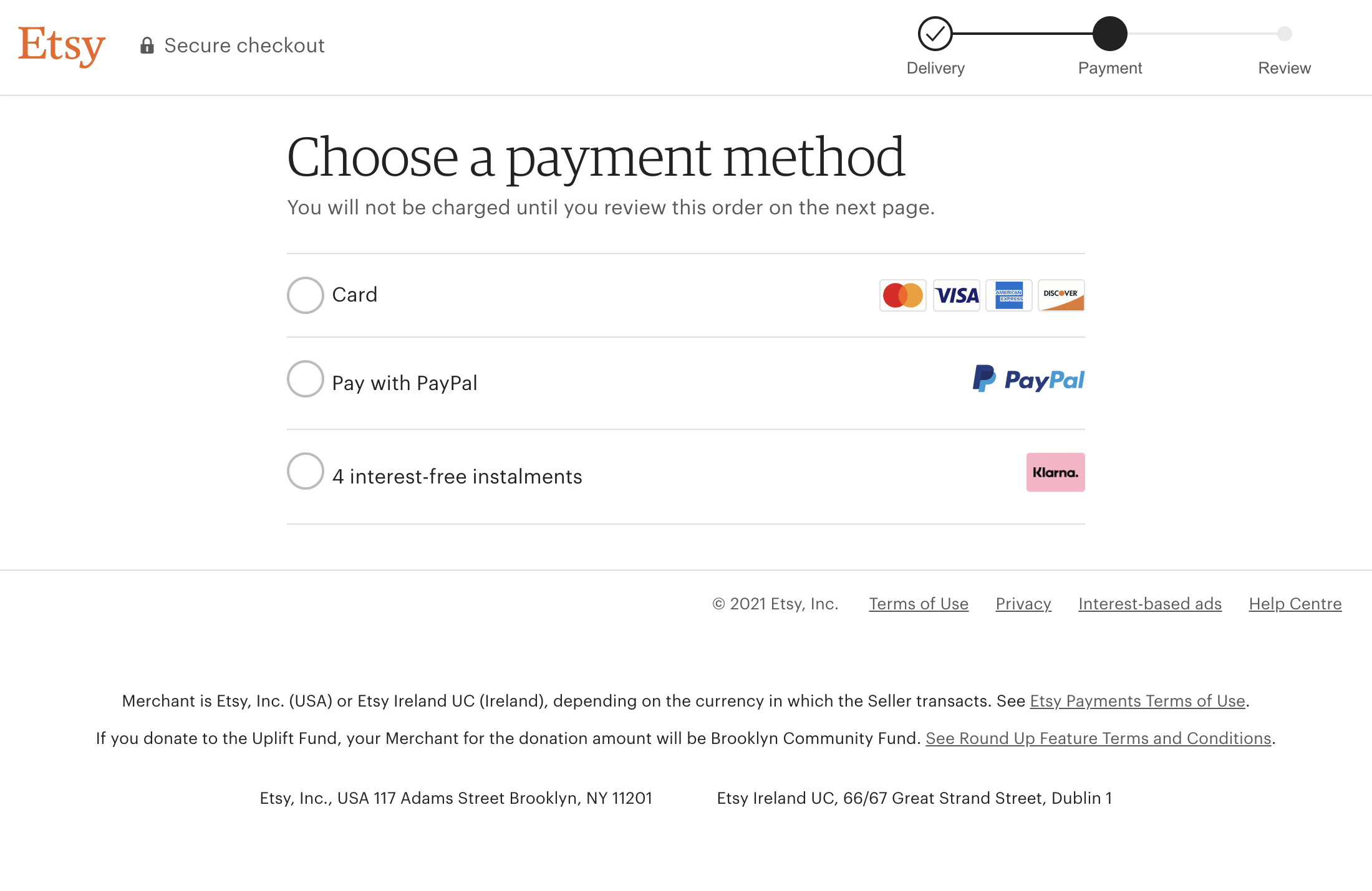 Etsy’s Payment 606 of 1031 Payment Examples Baymard Institute